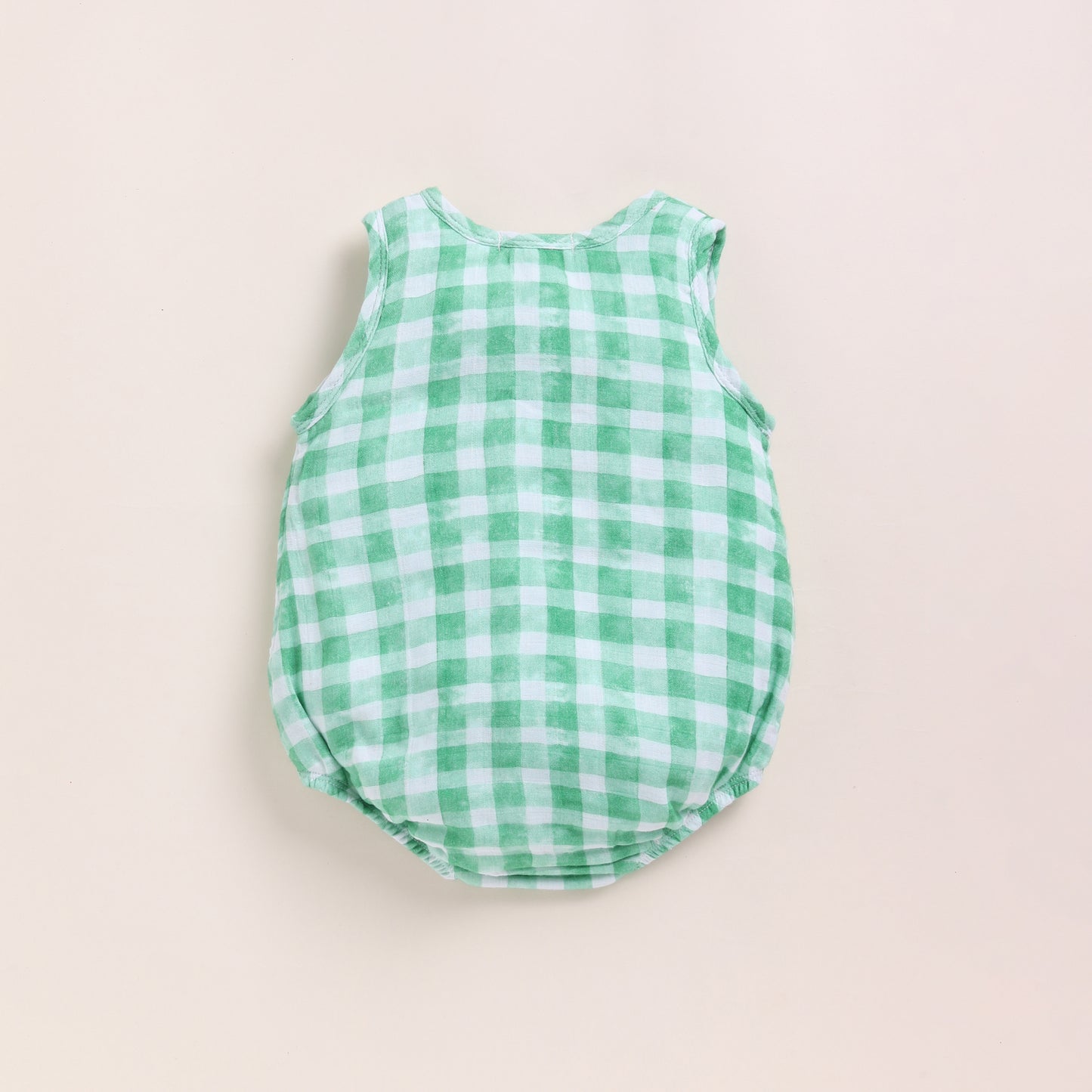 Teal Check + Sage Check Organic Muslin Bubble Romper Pack Of 2
