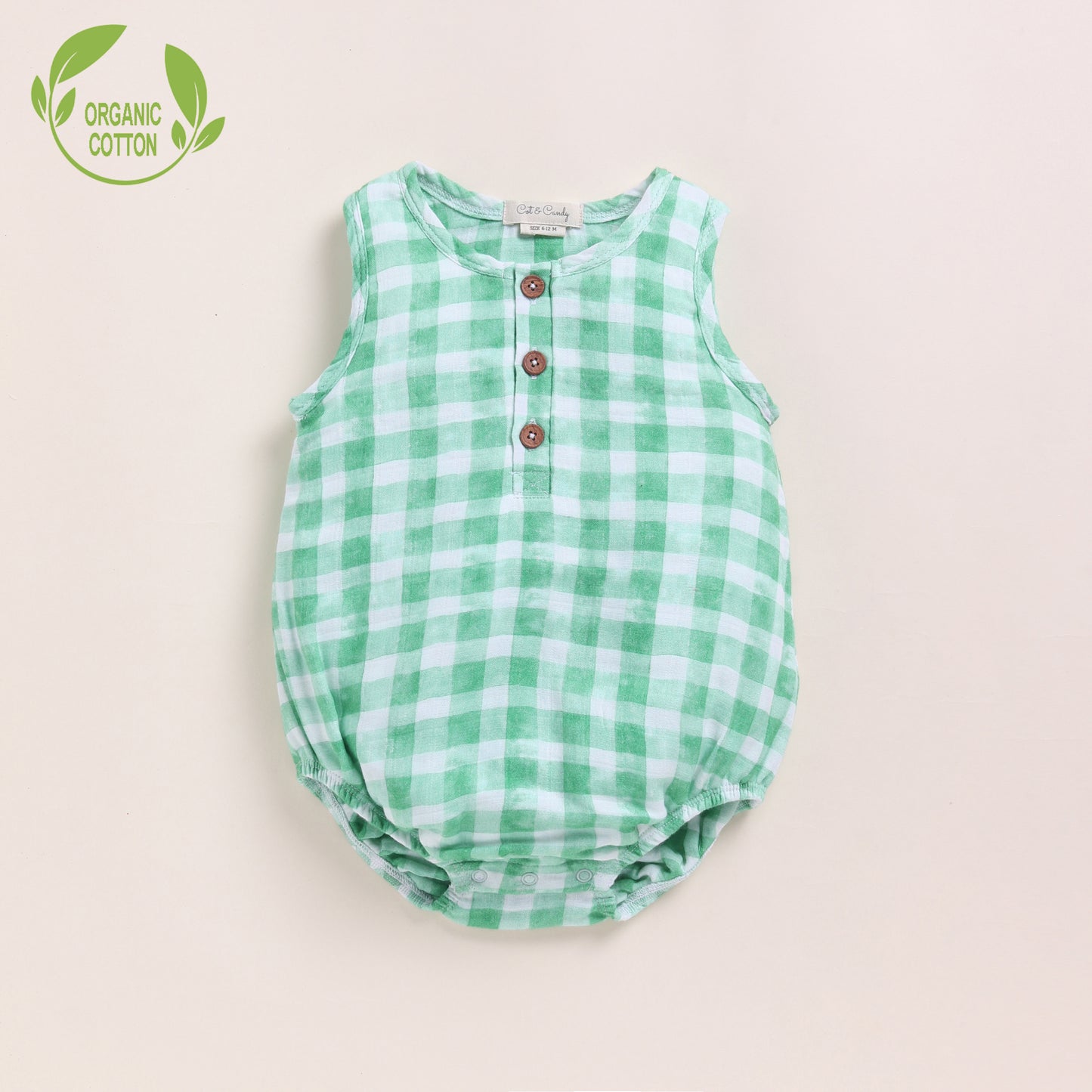Teal Check + Sage Check Organic Muslin Bubble Romper Pack Of 2