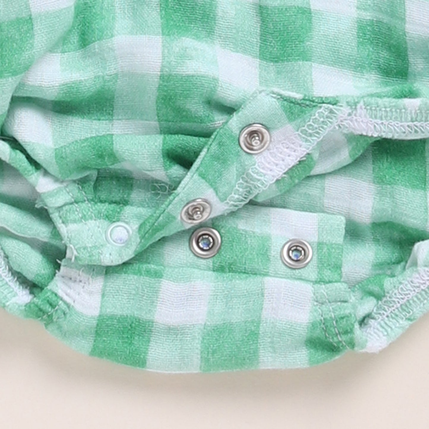 Teal Check + Sage Check Organic Muslin Bubble Romper Pack Of 2