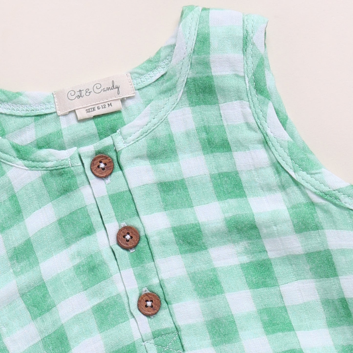 Teal Check + Sage Check Organic Muslin Bubble Romper Pack Of 2