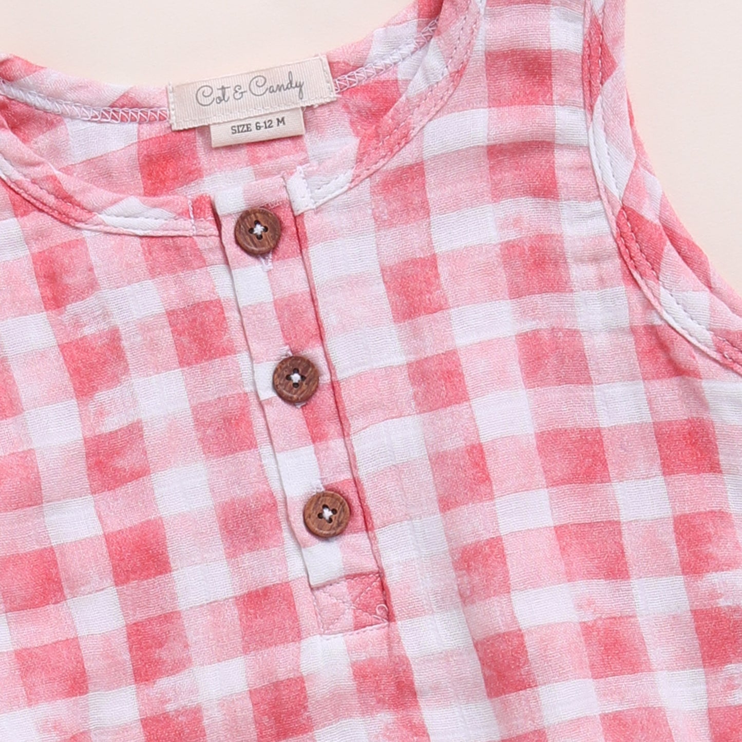 Milk + Pink Check Organic Muslin Bubble Romper Pack Of 2