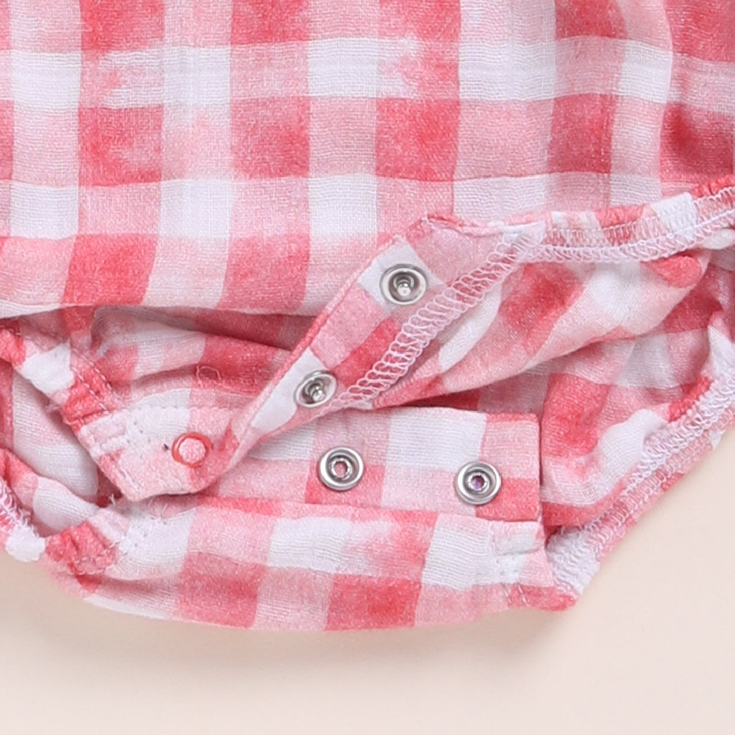 Milk + Pink Check Organic Muslin Bubble Romper Pack Of 2