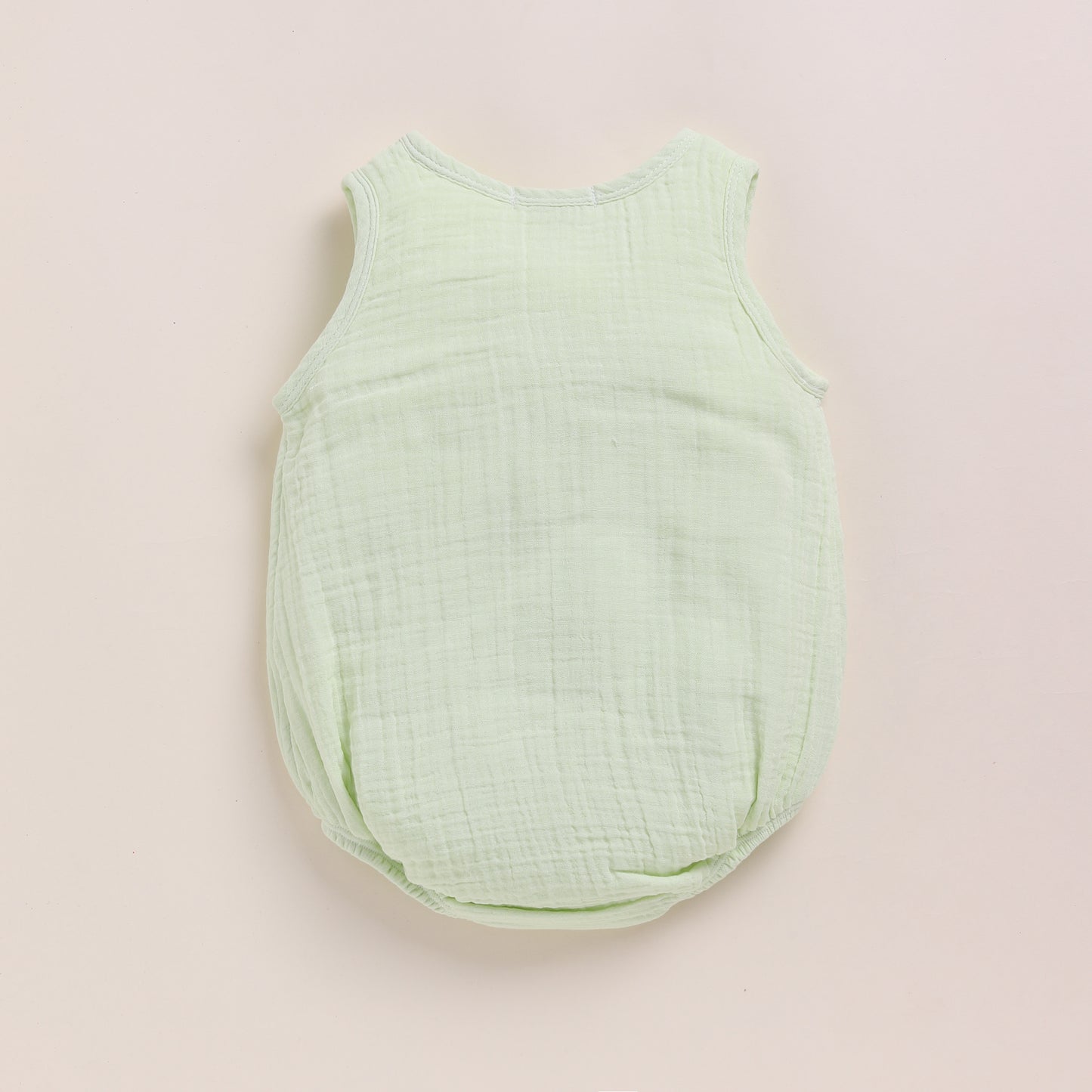 Pistachio Cream + Sage Check Organic Muslin Bubble Romper Pack Of 2