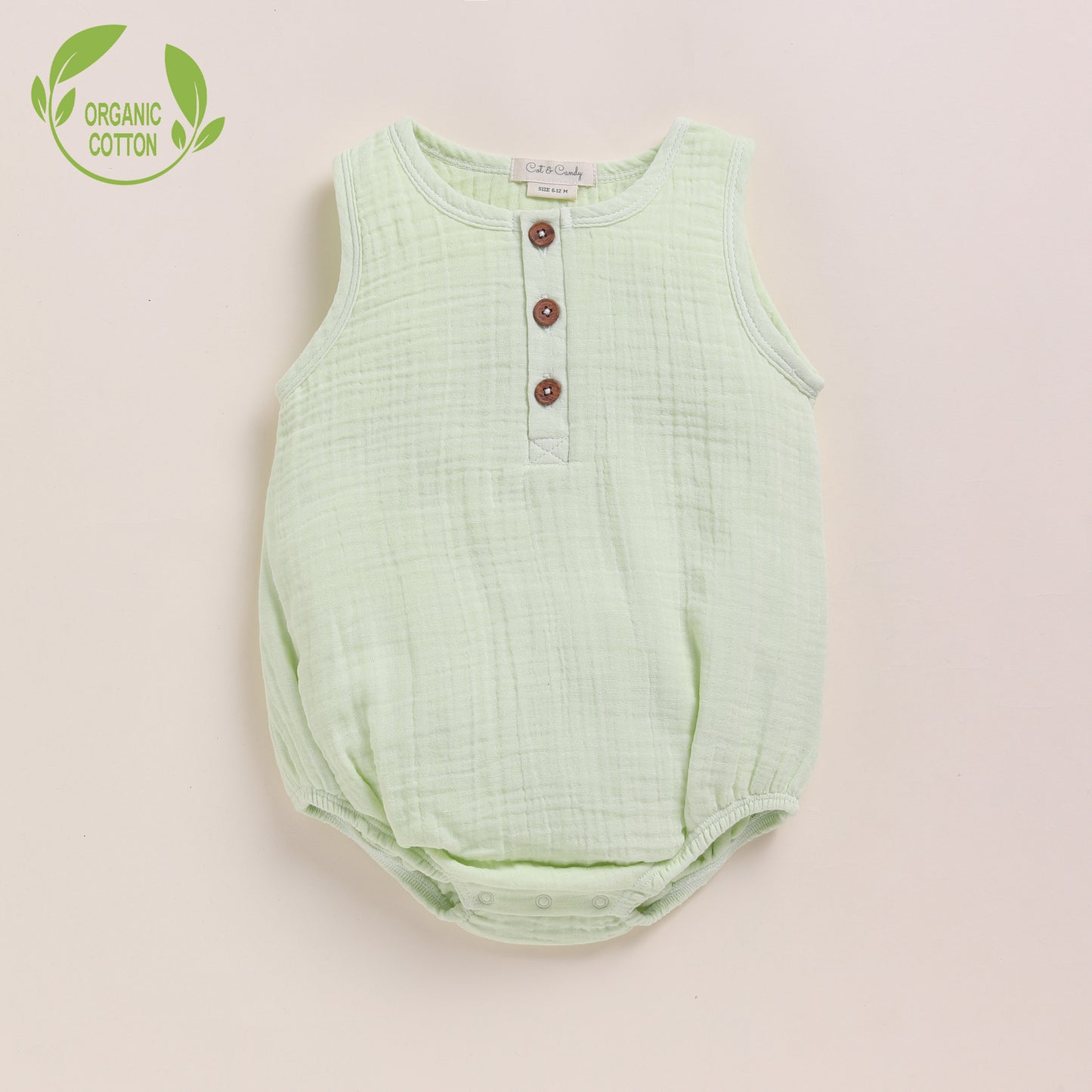 Pistachio Cream + Sage Check Organic Muslin Bubble Romper Pack Of 2