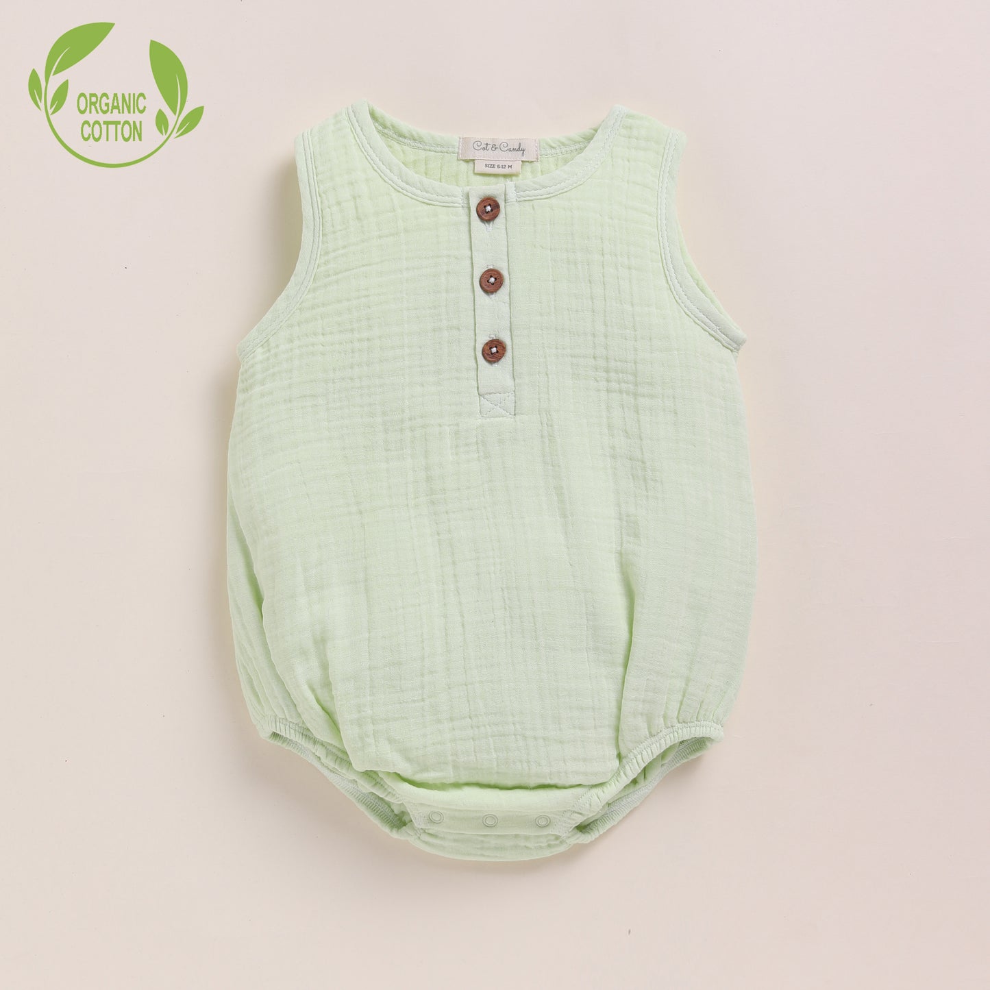 Pistachio Cream + Sage Organic Muslin Bubble Romper Pack Of 2