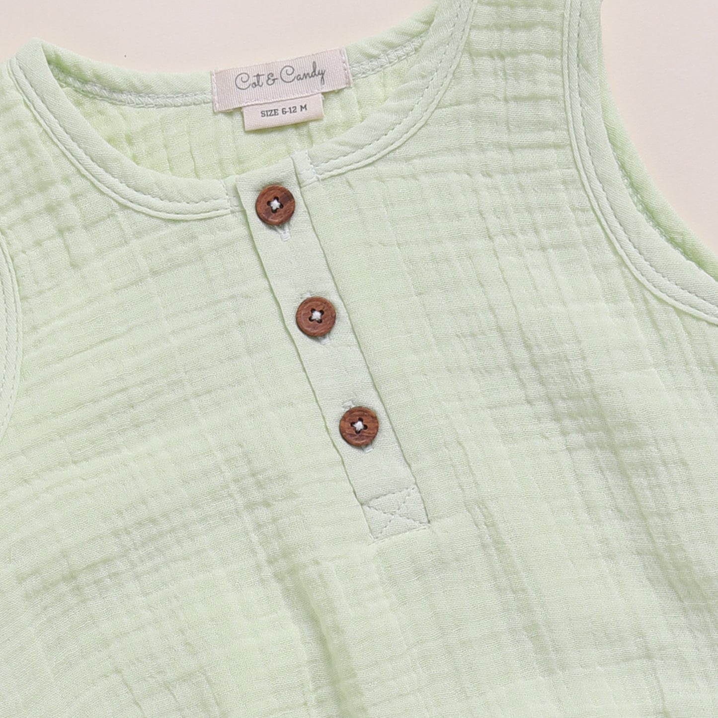 Pistachio Cream + Sage Check Organic Muslin Bubble Romper Pack Of 2