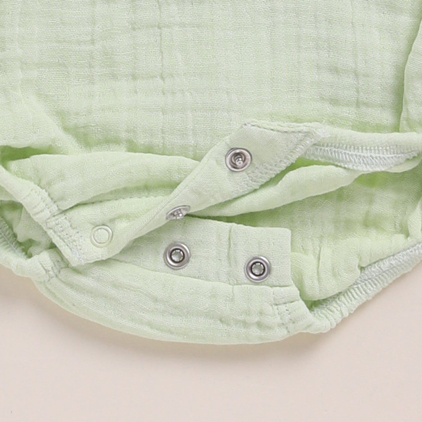 Pistachio Cream + Sage Check Organic Muslin Bubble Romper Pack Of 2