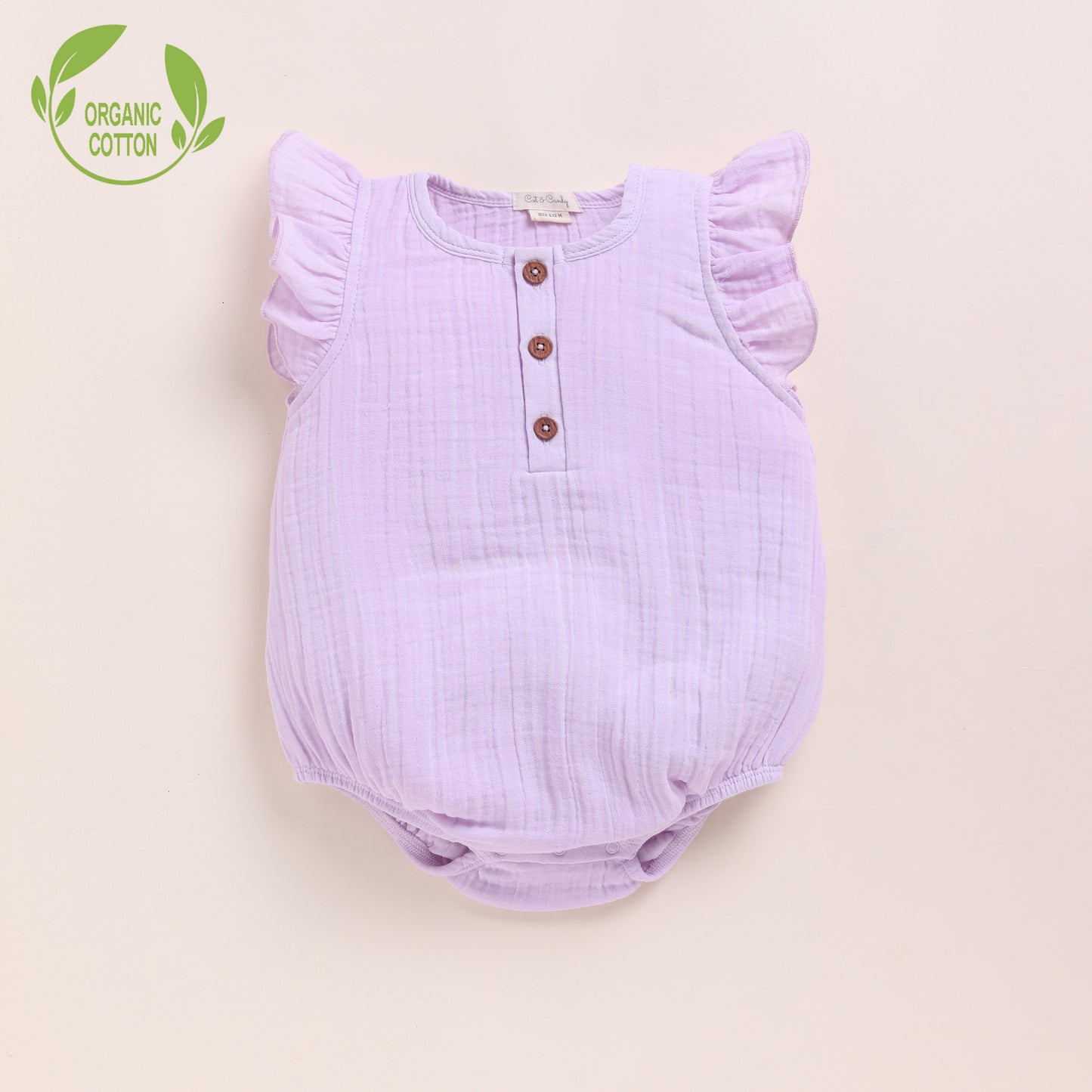 Lilac Organic Muslin Frill Bubble Romper