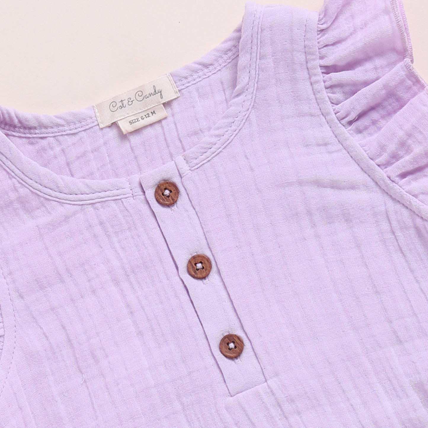 Lilac Organic Muslin Frill Bubble Romper