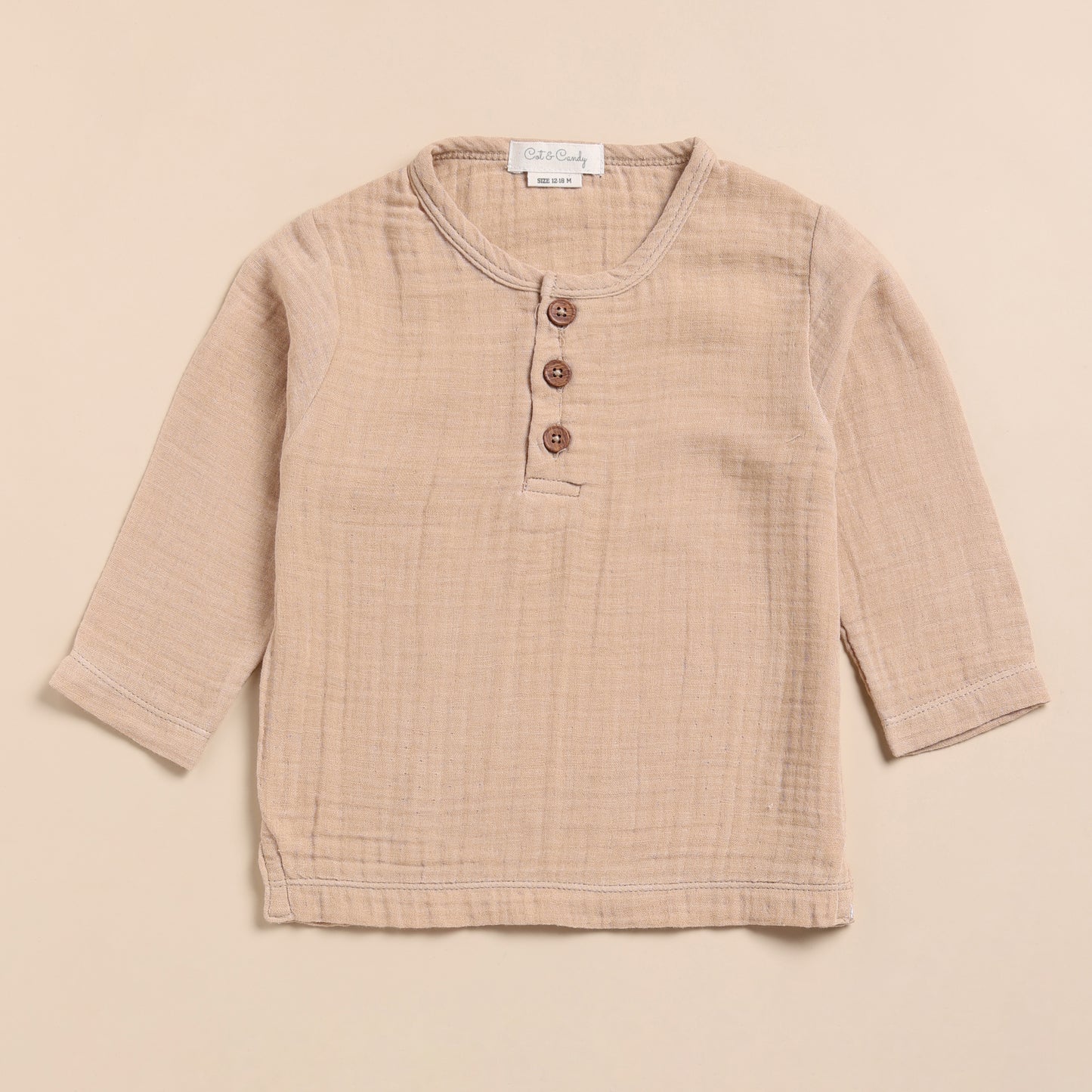 Organic Muslin Long Sleeve Henley T-Shirt