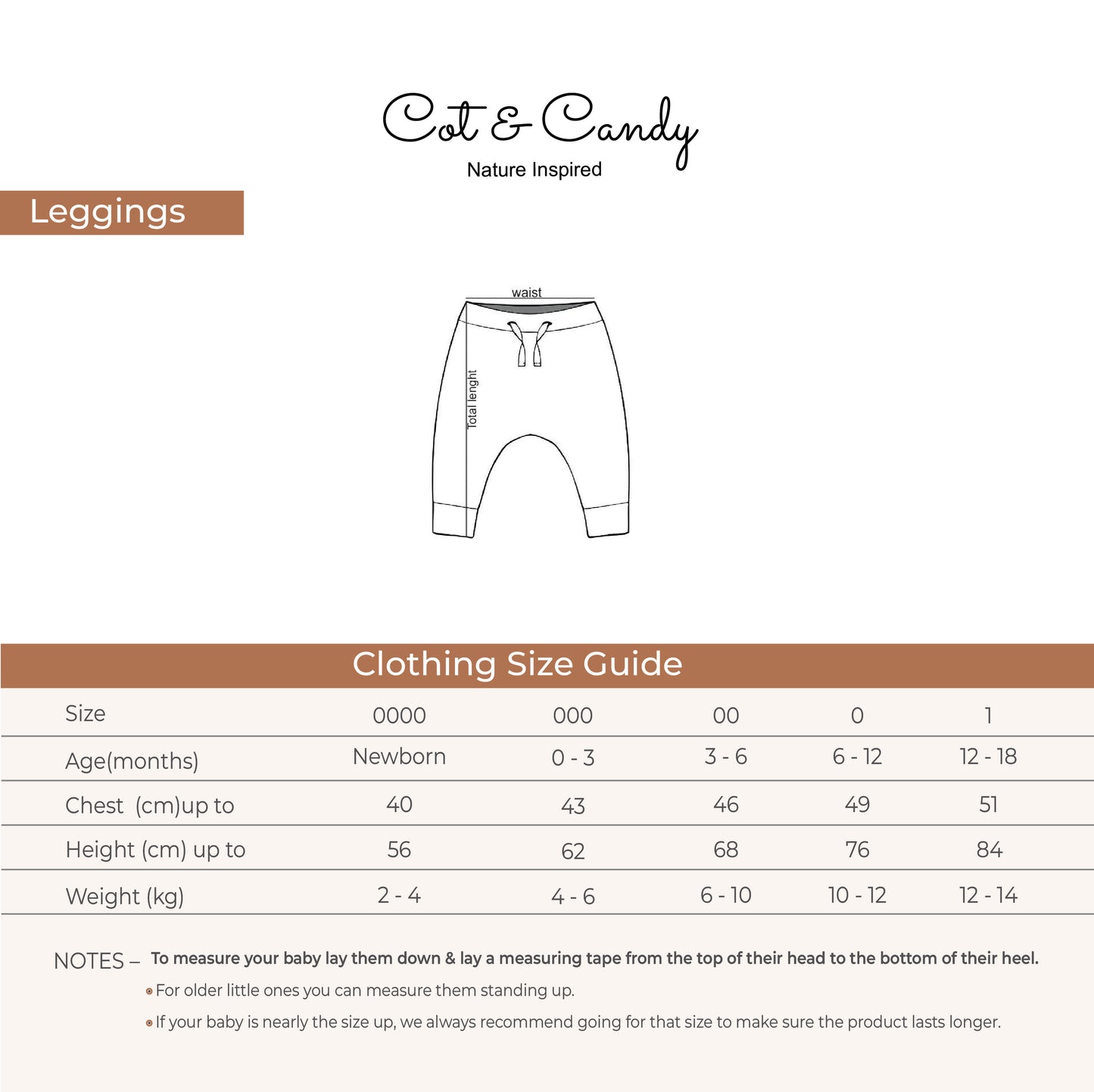 Camel Organic Full Sleeve leggings for 0-18 months baby