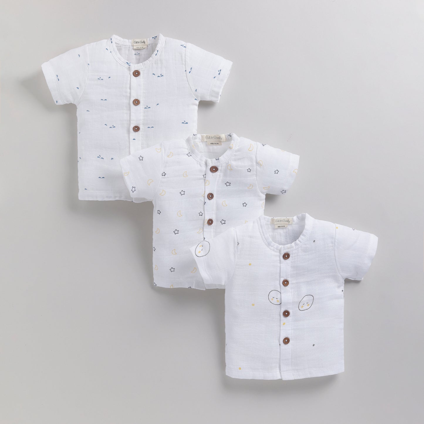 Printed Organic Muslin Jhabla Top Pack Of 3