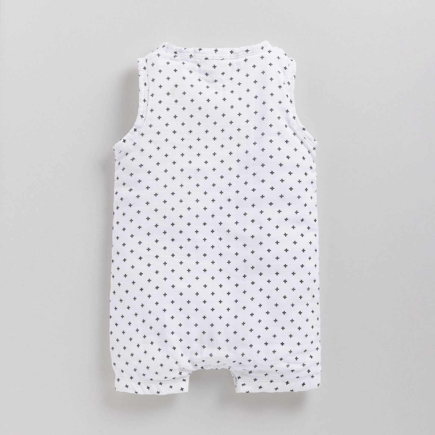 Cross Print Organic Muslin Half Romper