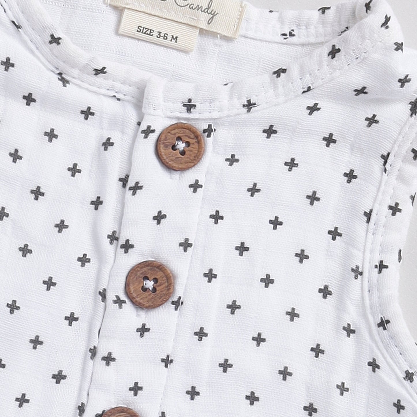 Cross Print Organic Muslin Half Romper