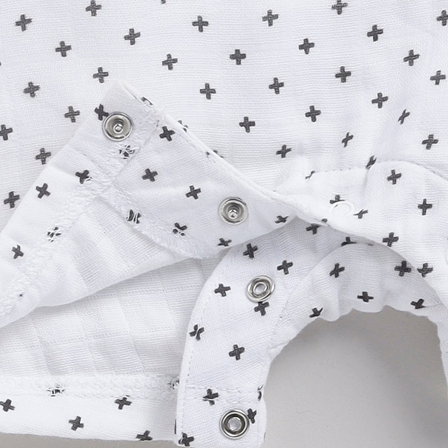 Cross Print Organic Muslin Half Romper
