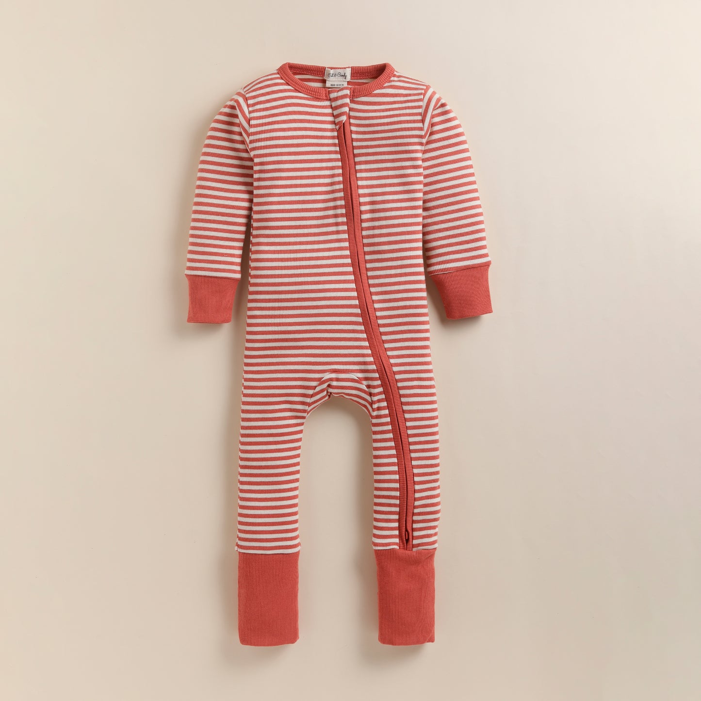 Berry Stripe long sleeve Organic Footed Sleepsuit for 0-18 months baby