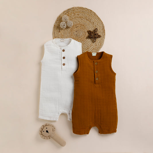 Muslin Half Romper - Pack Of 2