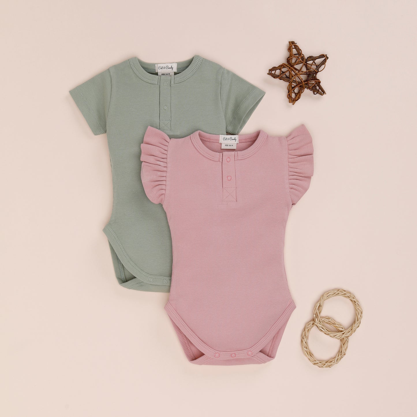 Solid Short Sleeve Bodysuits - Pack of 2