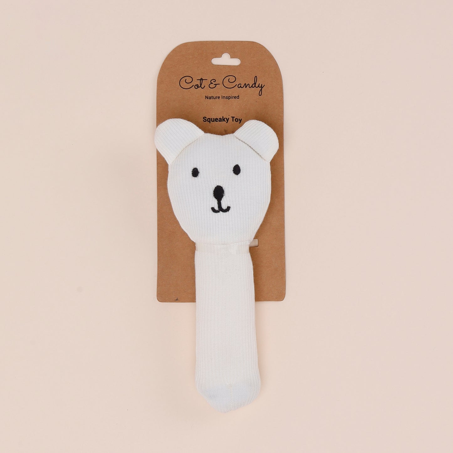 White Organic Baby Squeaky Toy