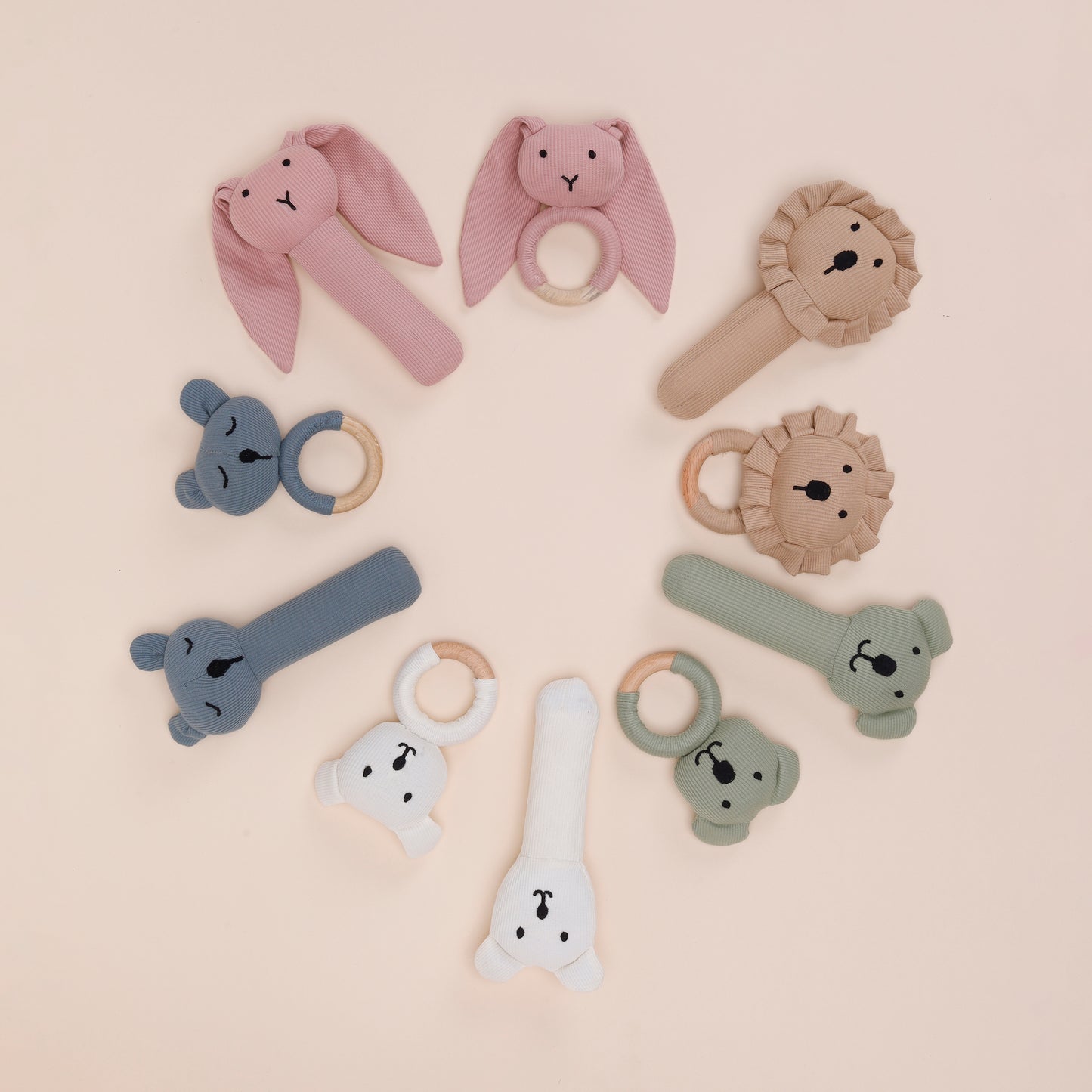 White Organic Baby Rattle Toy