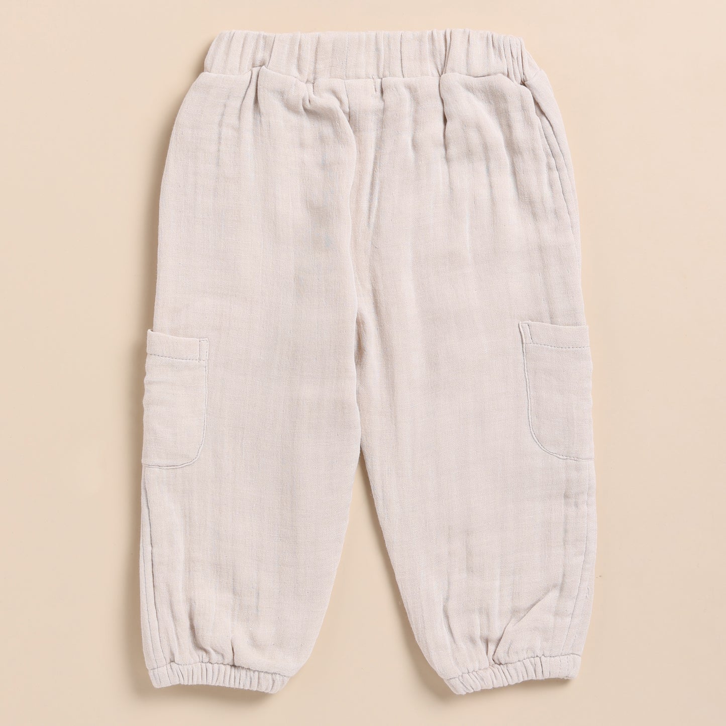 Oatmeal Organic Muslin Short Sleeve Henley Tshirt With Lounge Pant Set