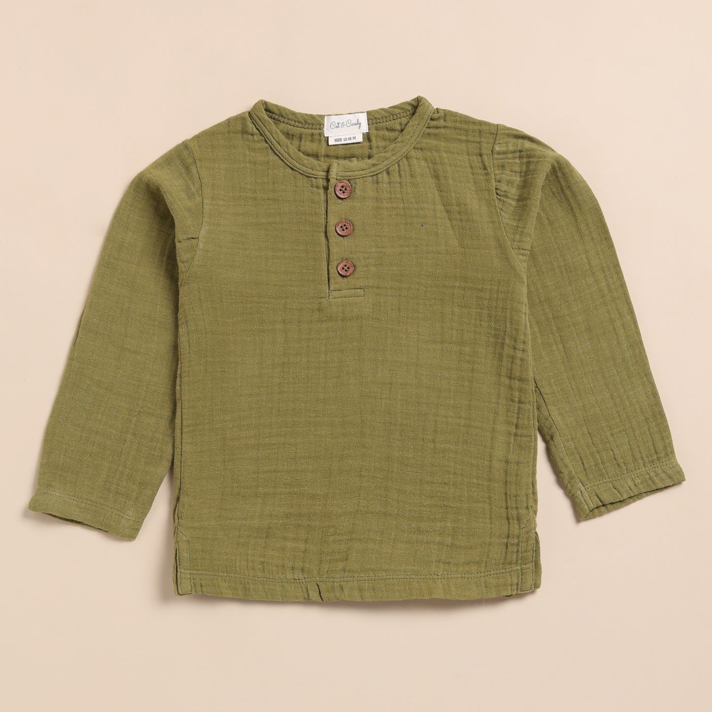 Organic Muslin Long Sleeve Henley T-Shirt
