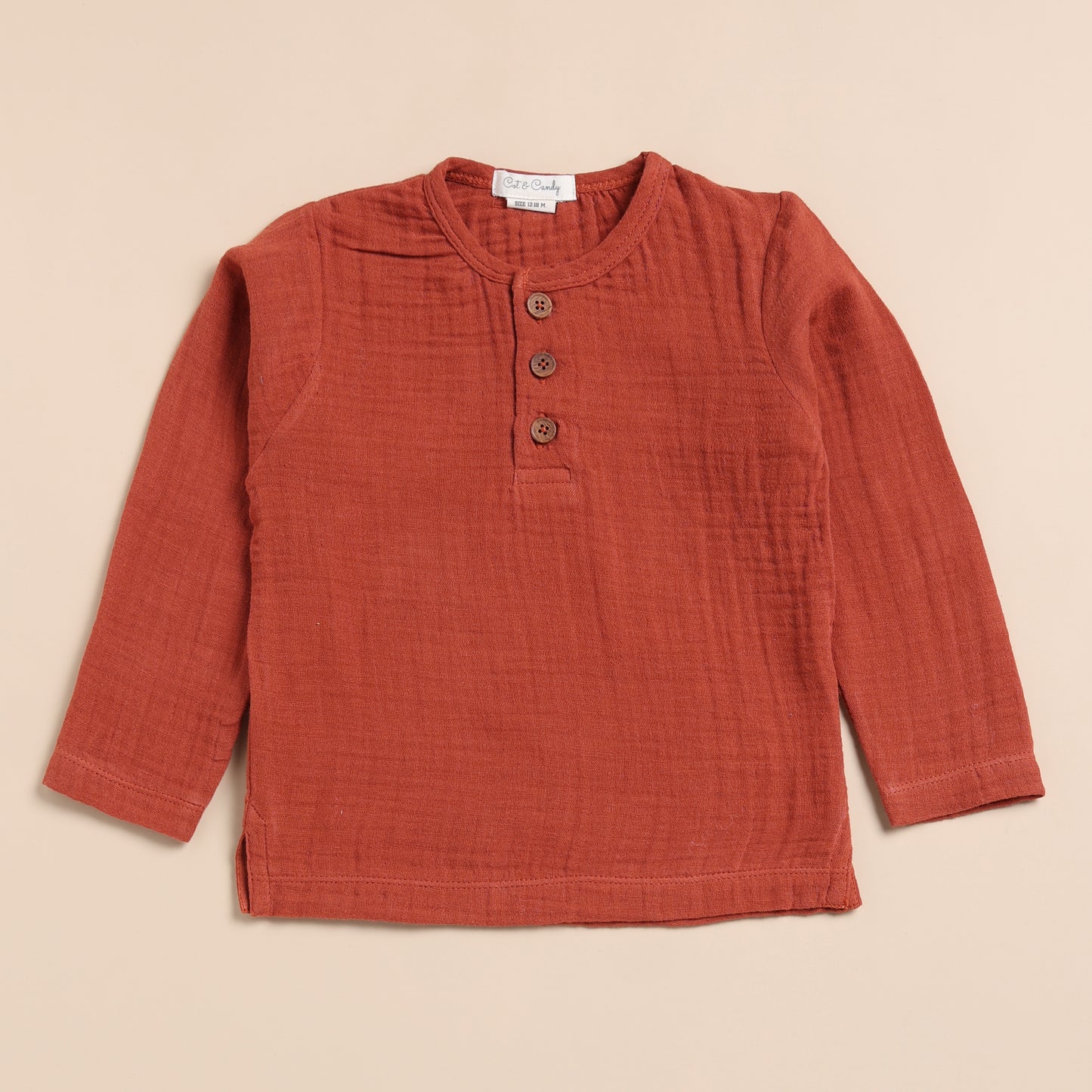 Organic Muslin Long Sleeve Henley T-Shirt
