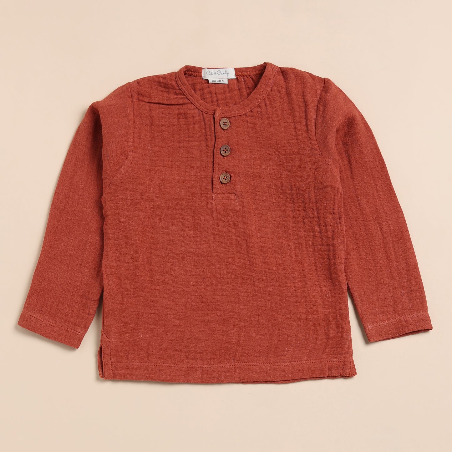 Picante Organic Muslin Long Sleeve Henley Tshirt With Lounge Pant Set