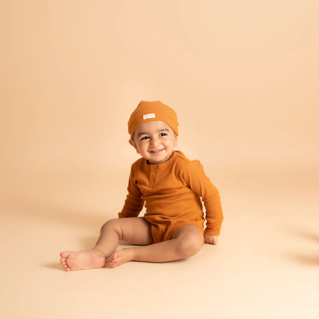 Ginger Organic Cotton Full Sleeve Bodysuit with beanies for baby girl