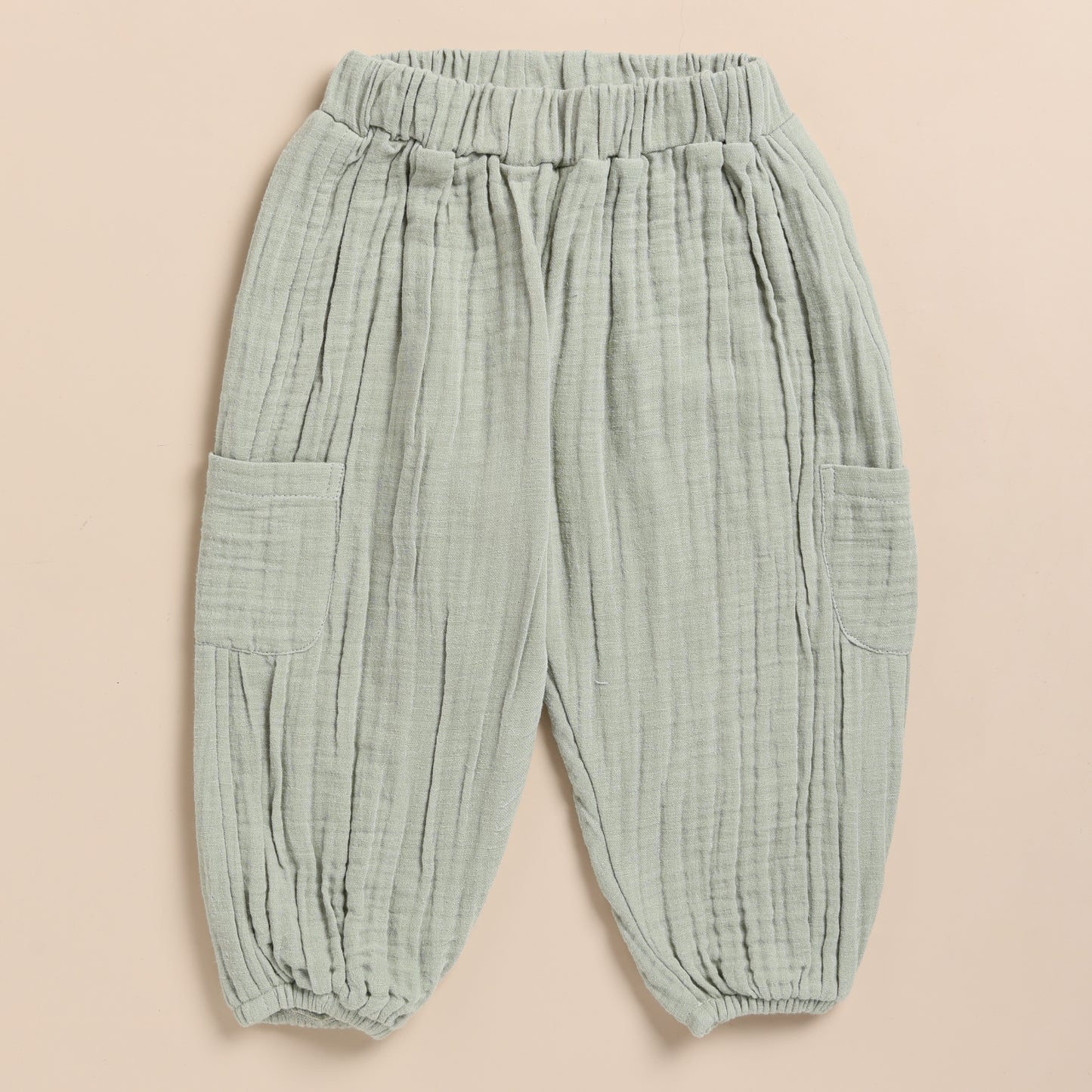 Sage Organic Muslin Long Sleeve Henley Tshirt With Lounge Pant Set