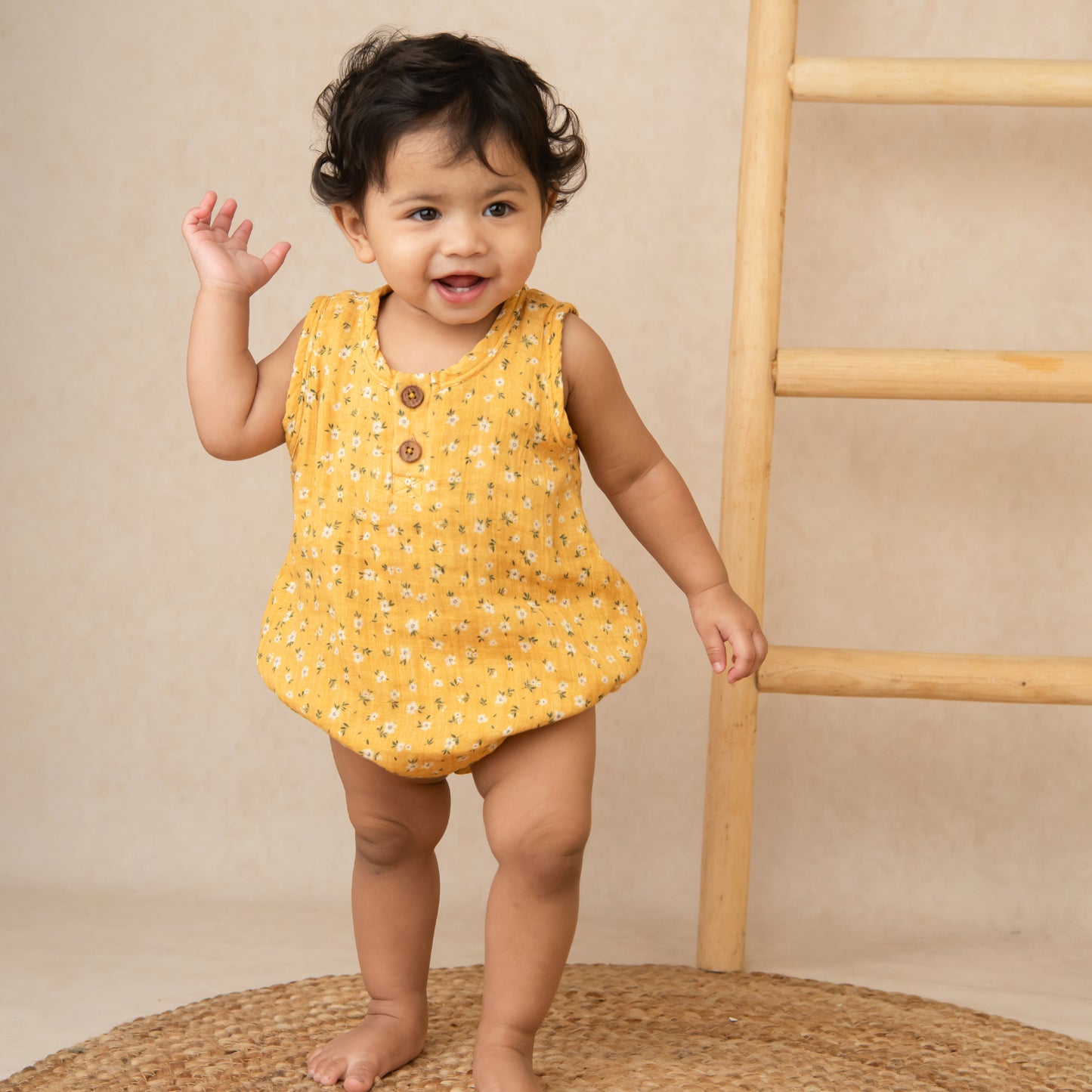 Buy Vintage Floral Organic Muslin Bubble Romper for your 0-3 months baby - CotandCandyBaby