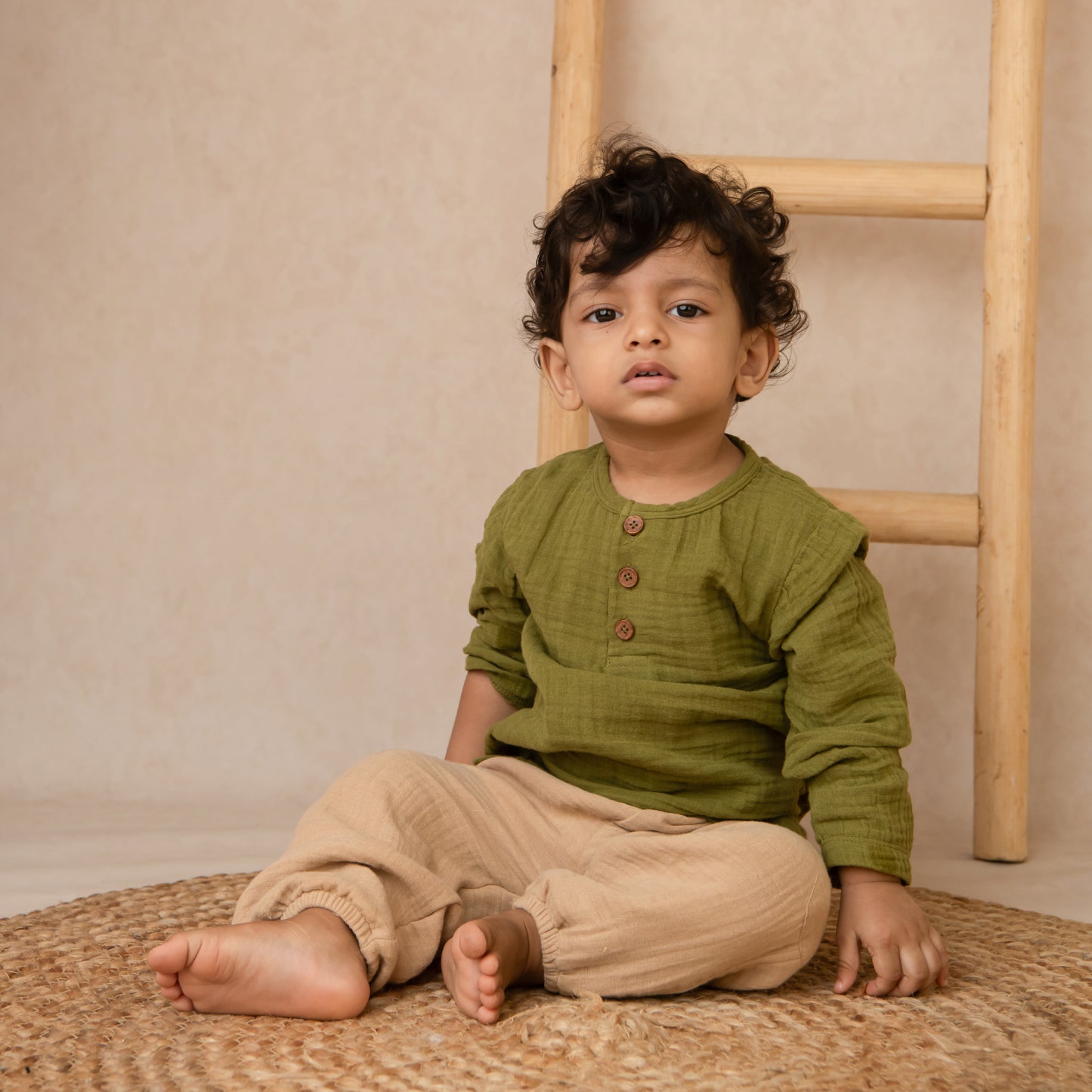 Organic Muslin Long Sleeve Henley T-Shirt