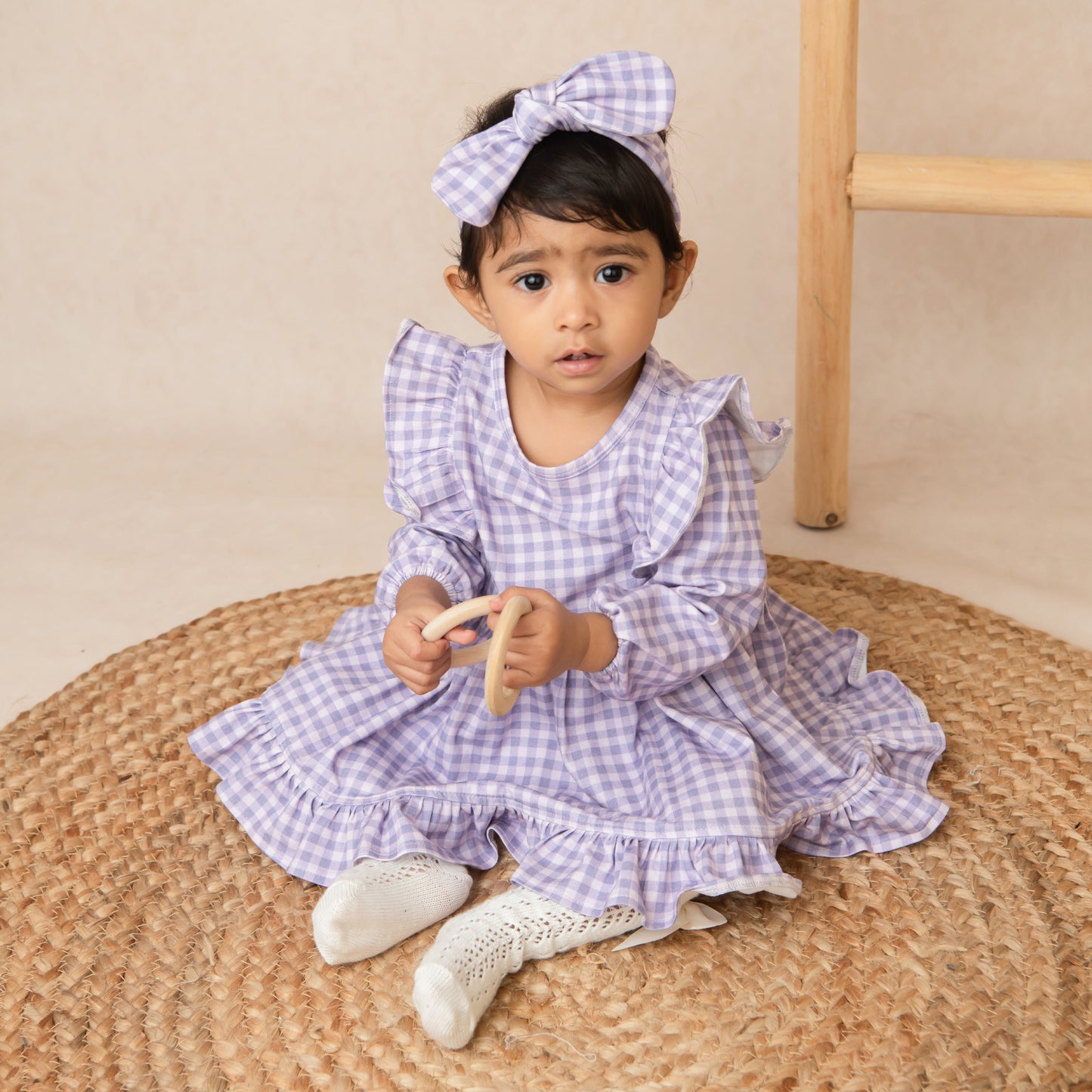 Orchid Gingham Organic Head Band