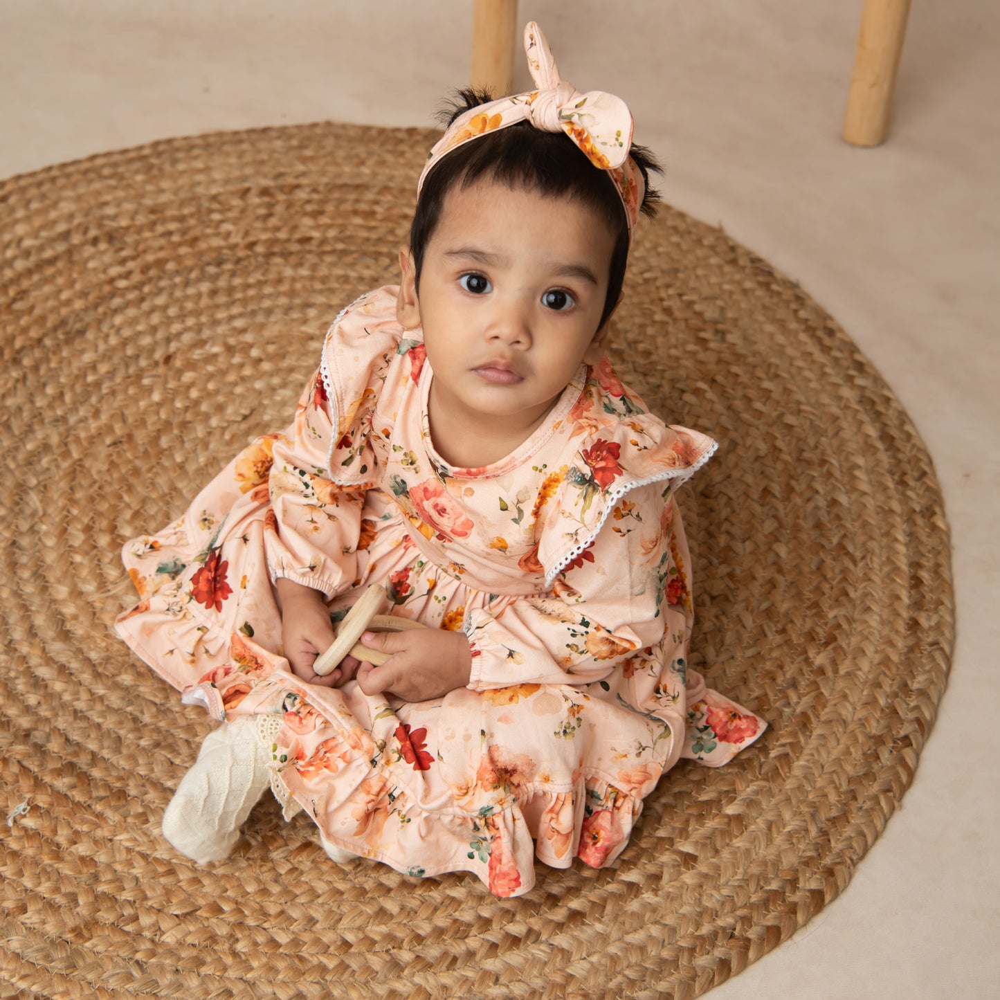 Order Flora Organic Long Sleeve Ruffle Dress for your 6-12 months baby - CotandCandyBaby
