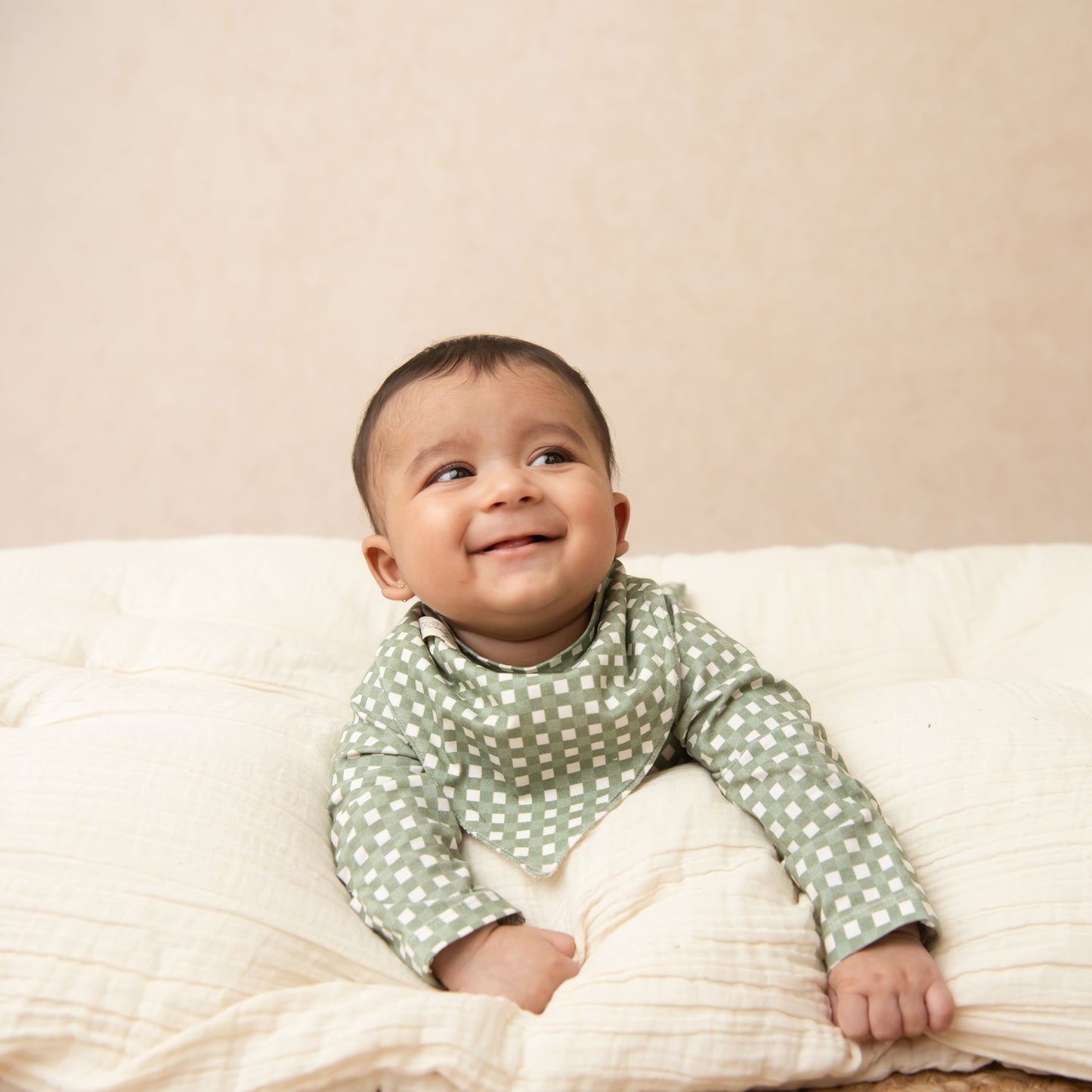 Mineral Gingham Organic Dribble Bib