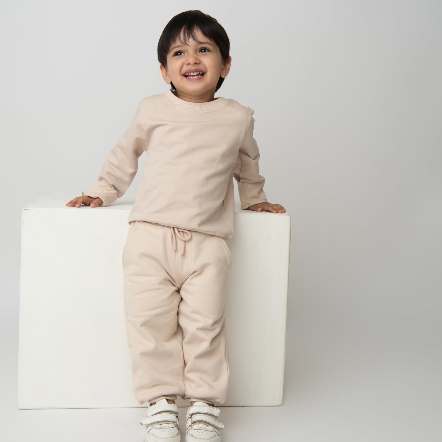 Shop almond peach color organic fleece oversized sweatshirt for your 6-12 months baby - CotandCandyBaby