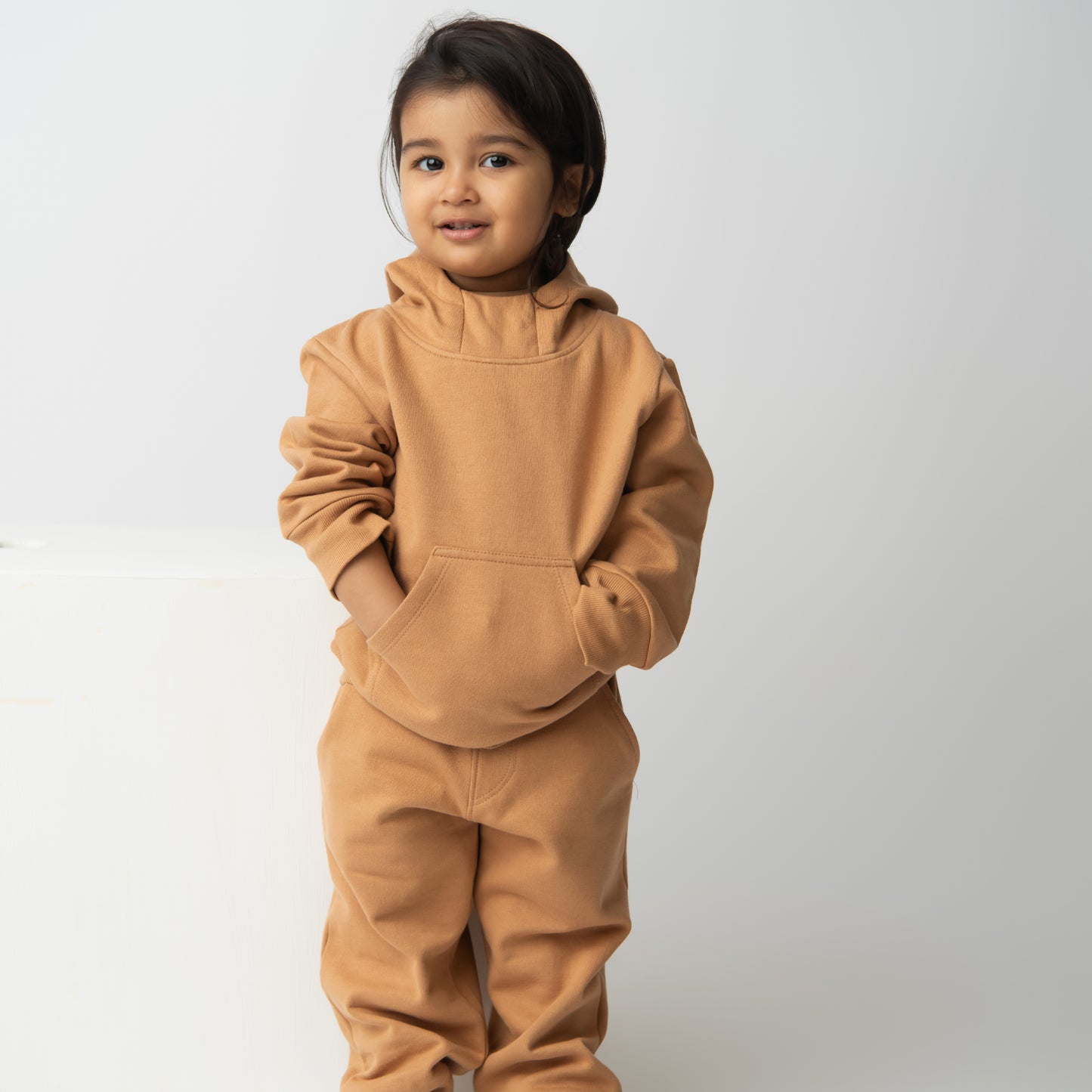 Get biscuit color organic fleece hoodie & jogger set for your 12-18 months baby - CotandCandyBaby