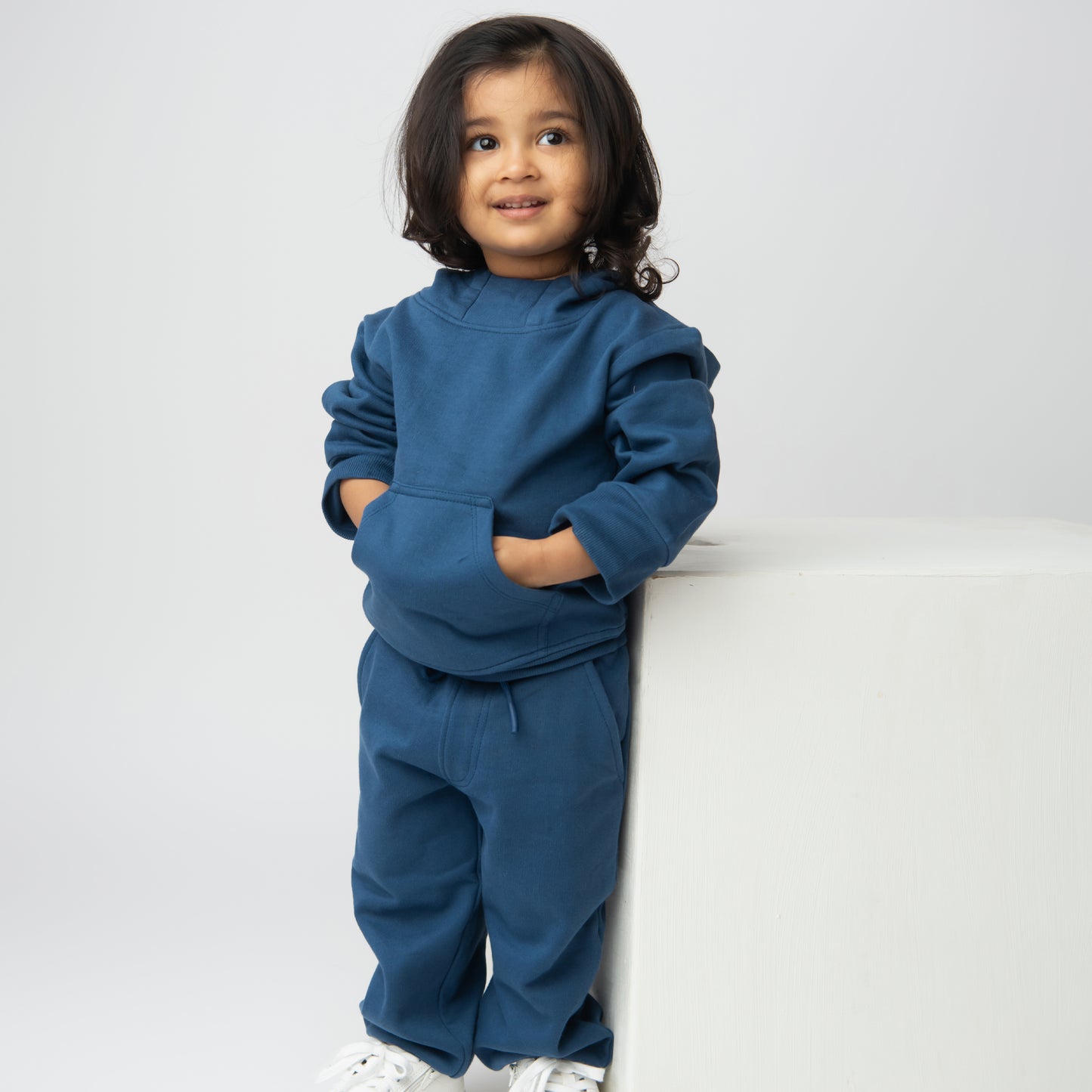 Order dark blue color organic fleece relaxed jogger for your 2-3 years baby - CotandCandyBaby