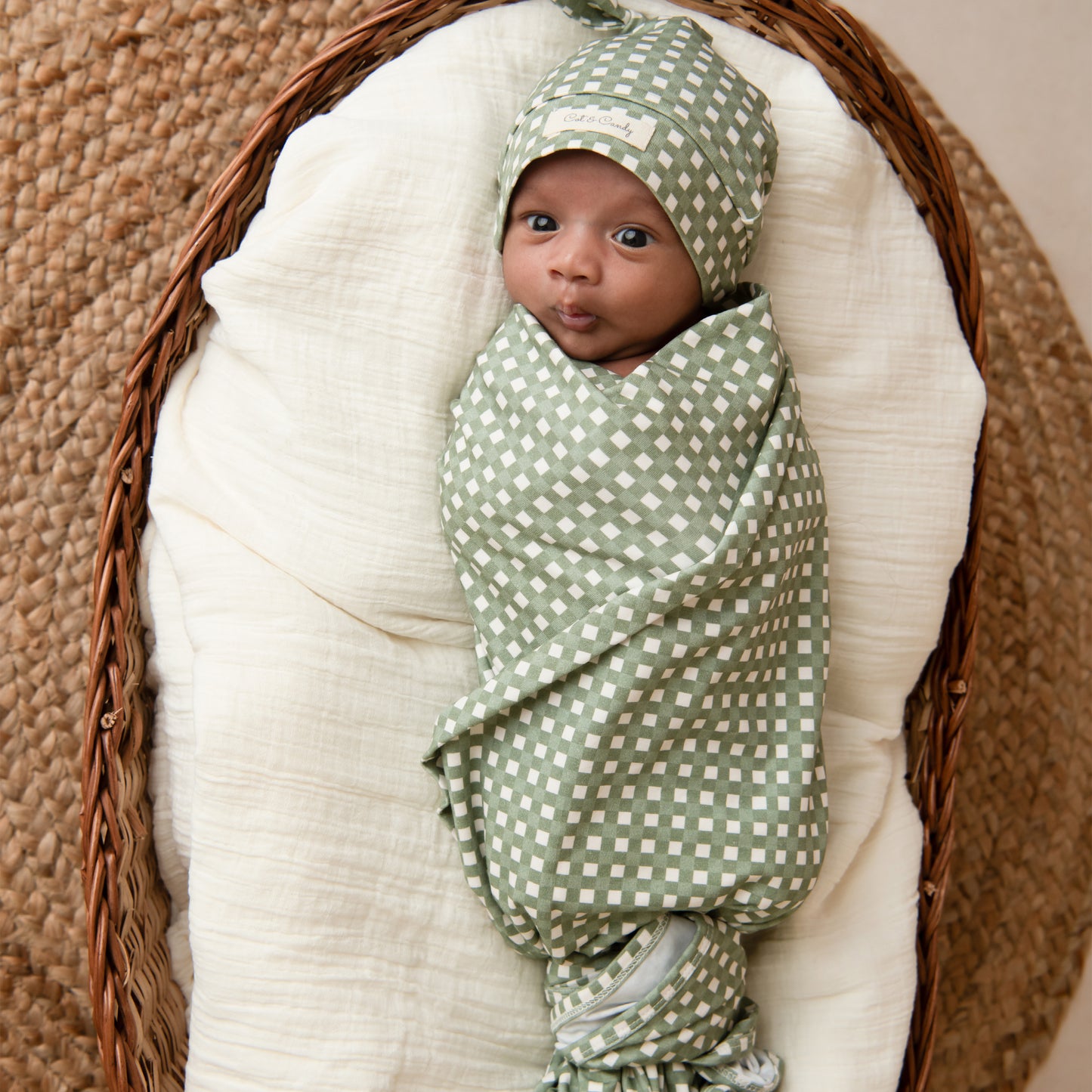 Mineral Gingham Organic Swaddle Wrap