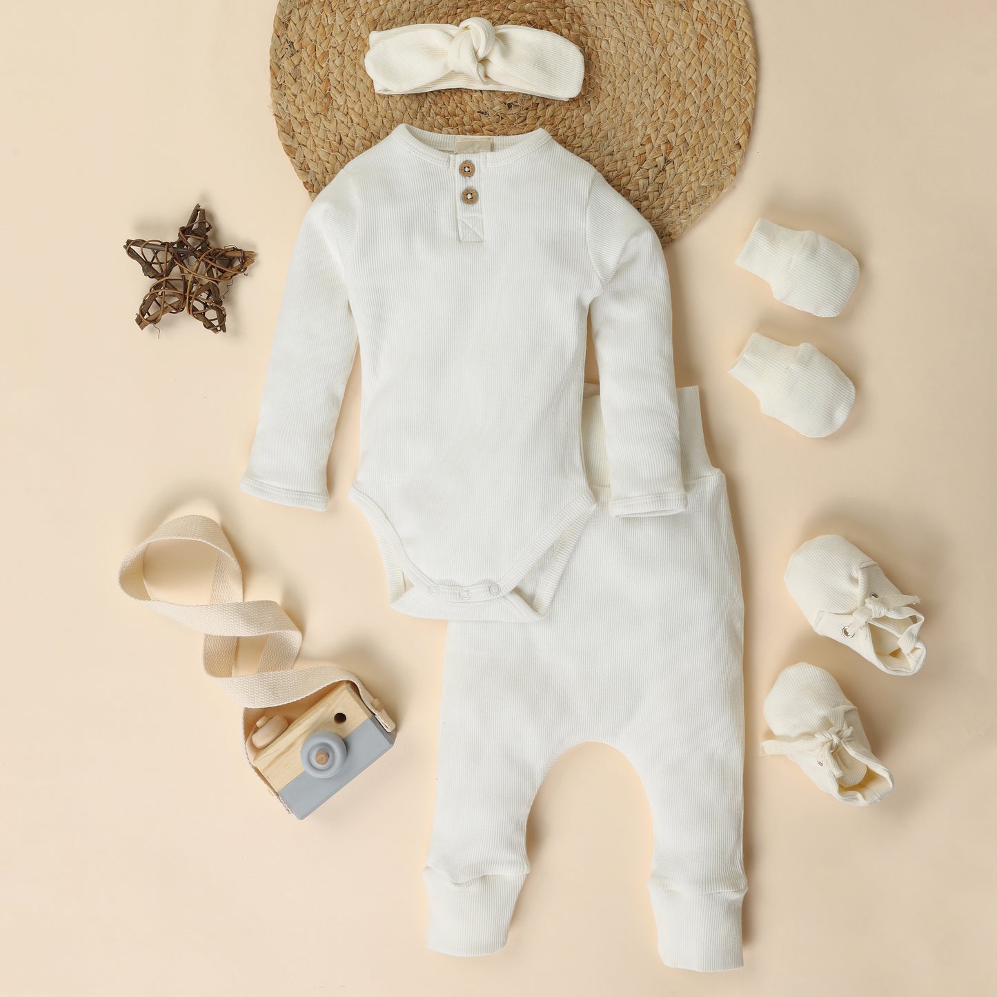 Pack Of 5 Milk Organic cotton Full Sleeve Bodysuit with leggings