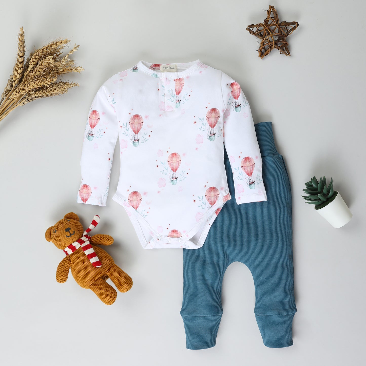 Full Sleeve Printed Bodysuits with Drawstring Pants - Pack of 2