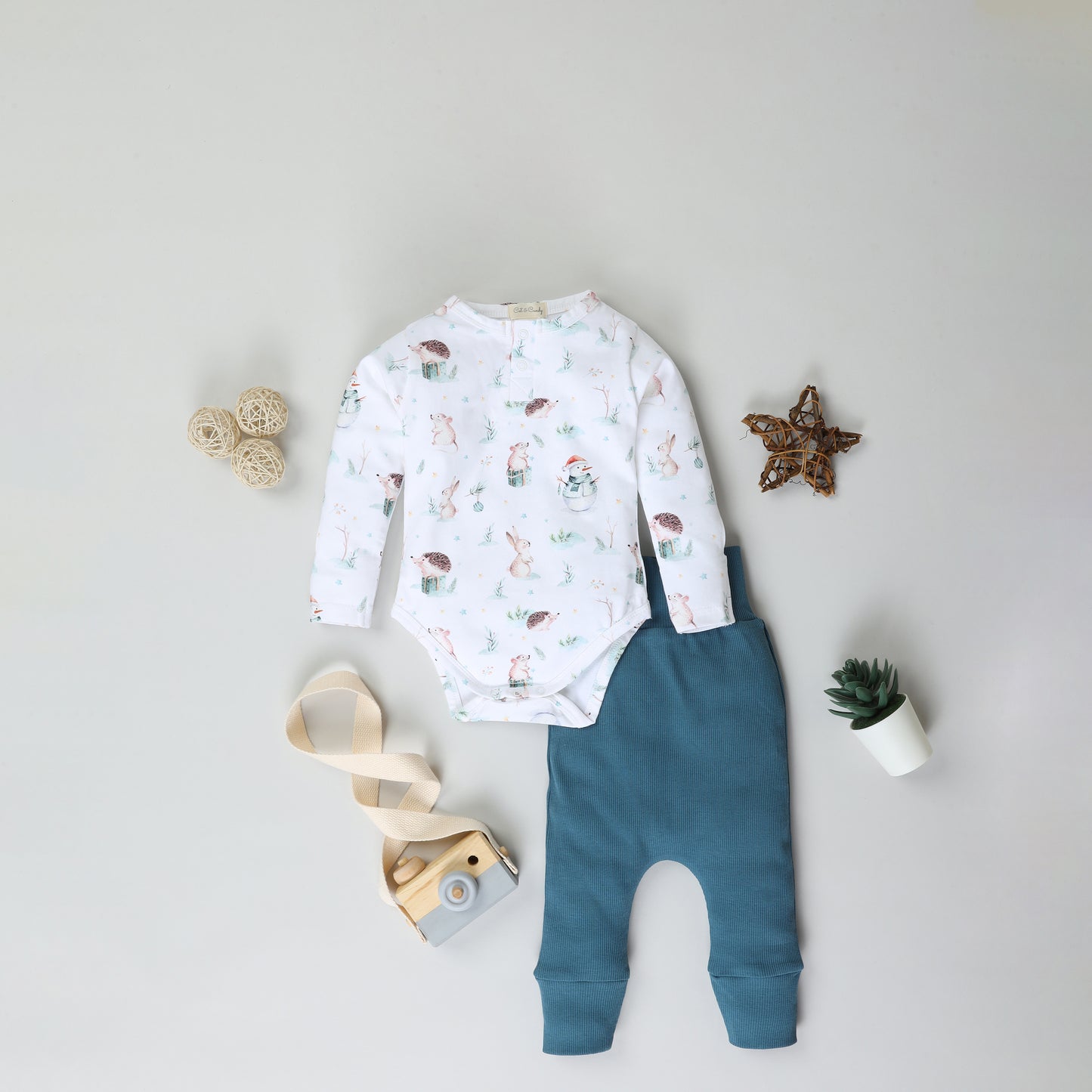 Full Sleeve Printed Bodysuits with Drawstring Pants - Pack of 2