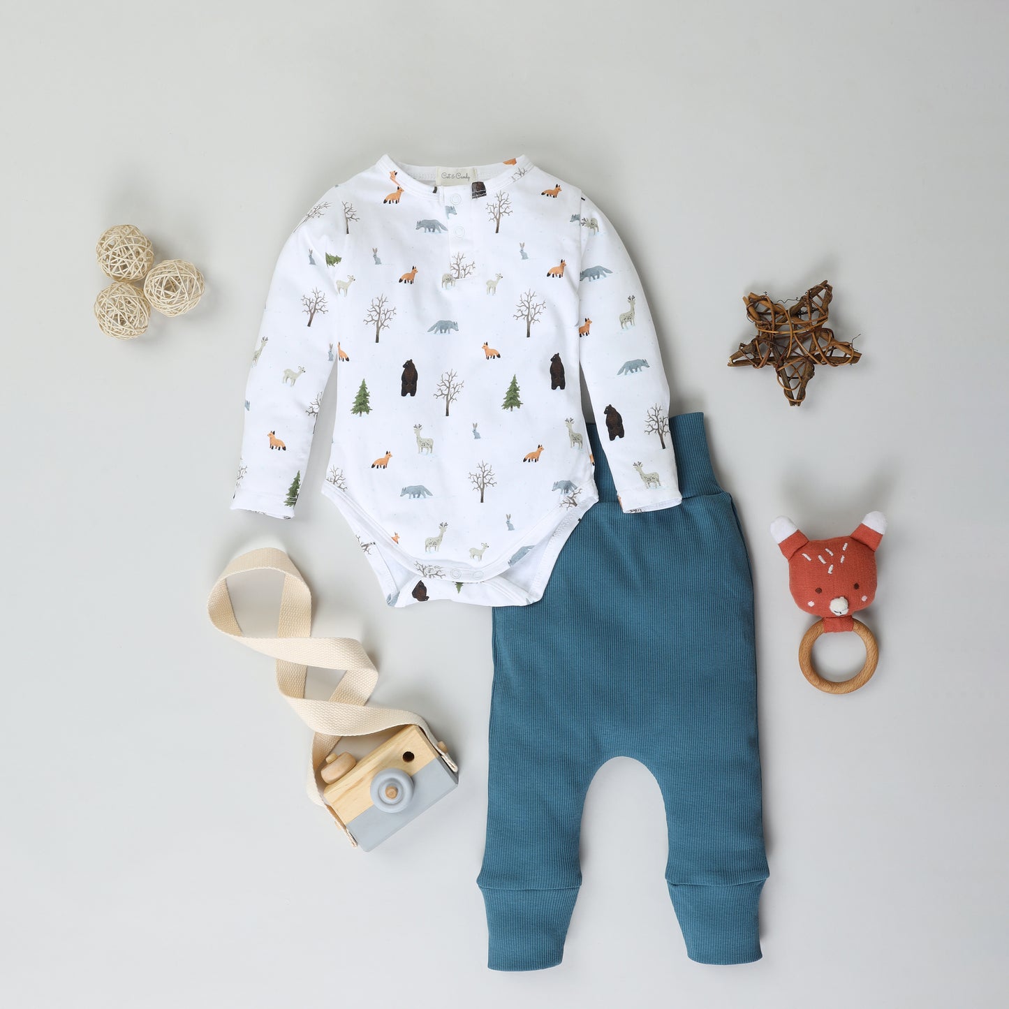 Full Sleeve Printed Bodysuits with Drawstring Pants - Pack of 2