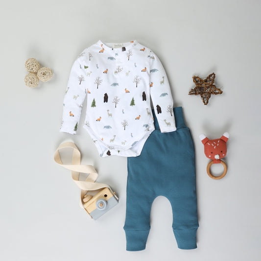 Full Sleeve Printed Bodysuits with Drawstring Pants  - Pack of 2