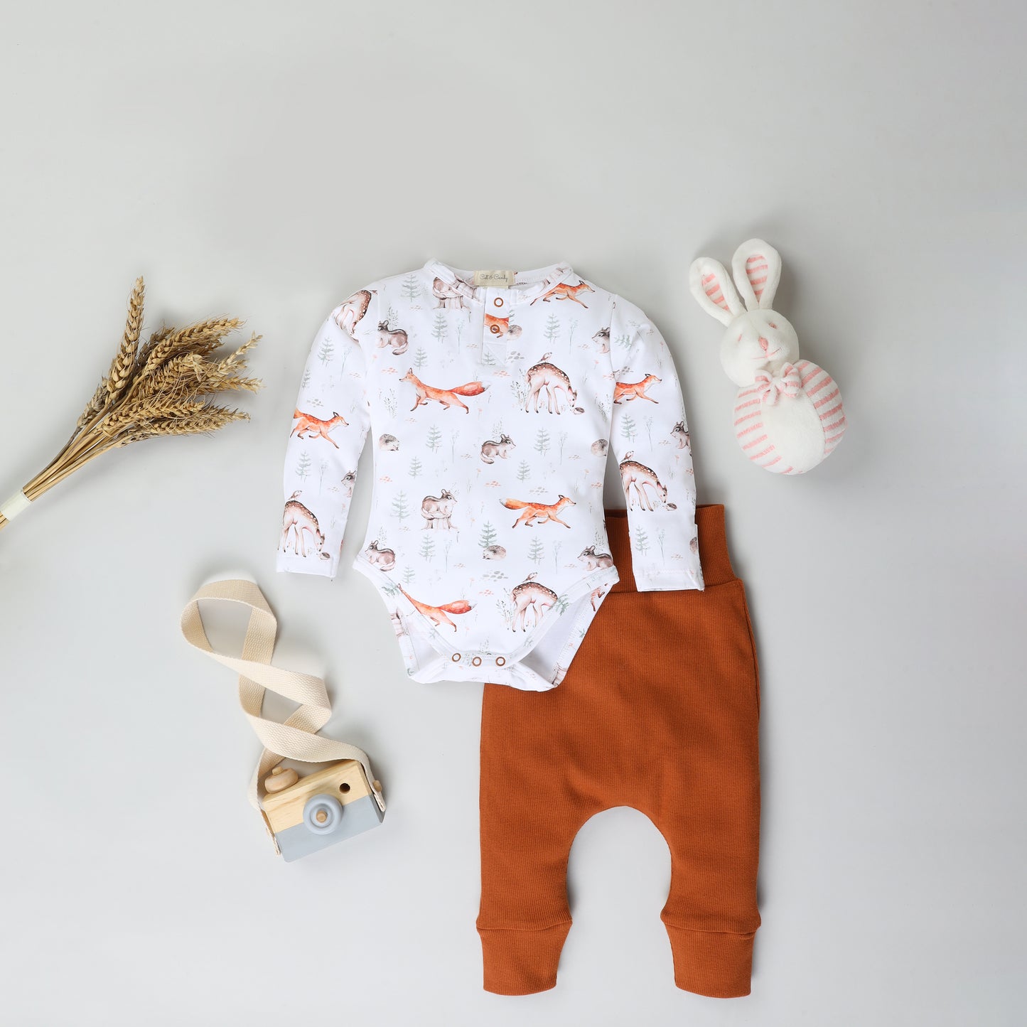 Full Sleeve Printed Bodysuits with Drawstring Pants - Pack of 2