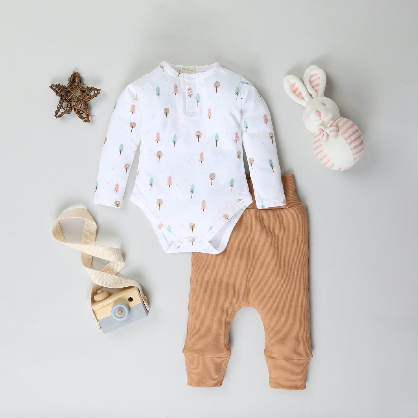Full Sleeve Printed Bodysuits with Drawstring Pants - Pack of 2
