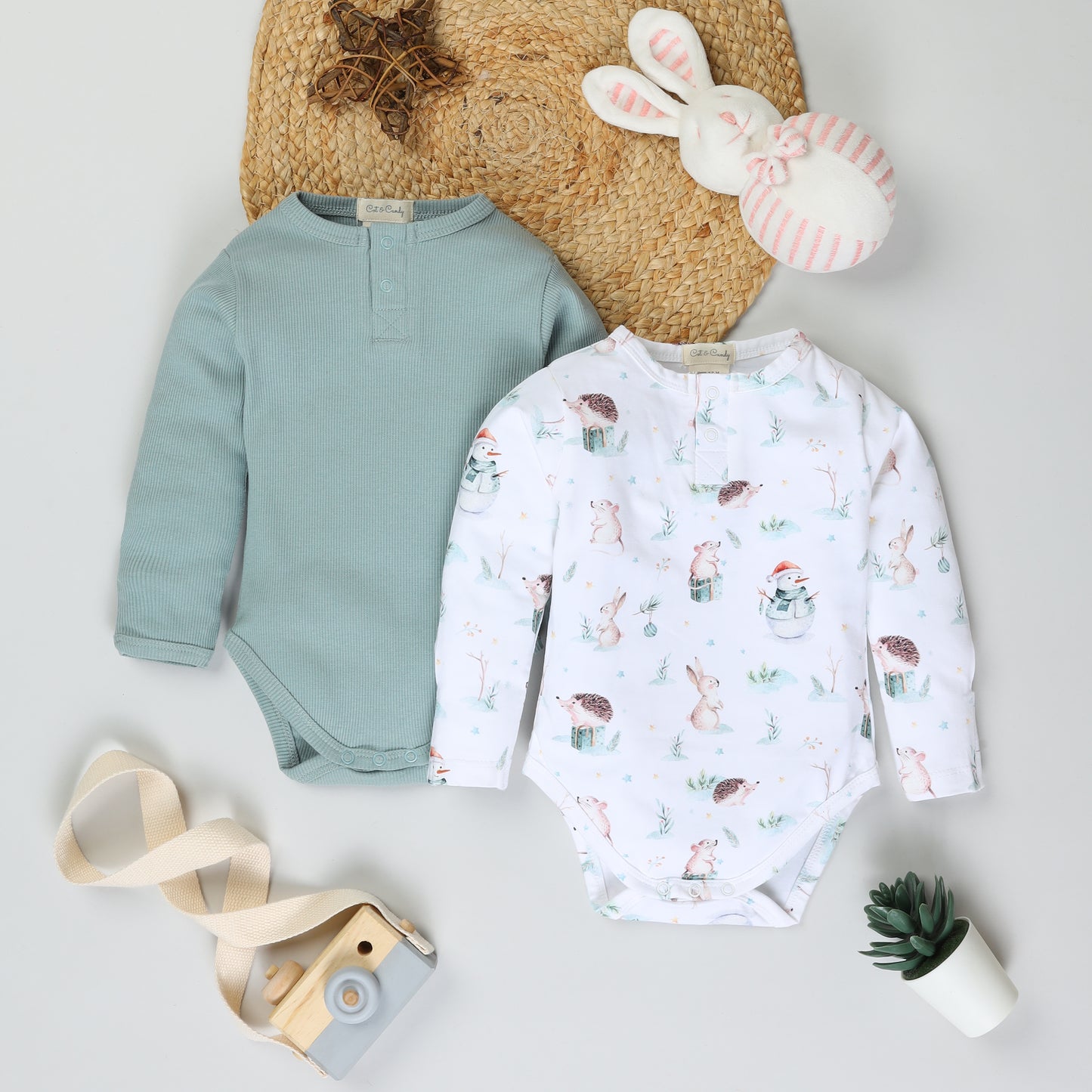 Solid + Print Bodysuits - Pack of 2