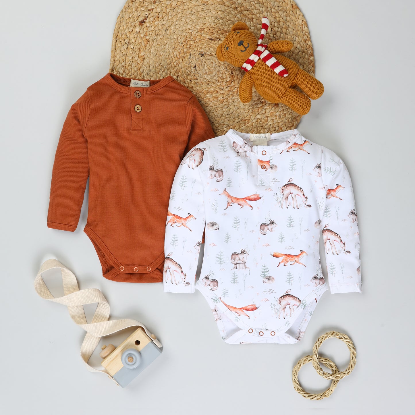 Solid + Print Bodysuits - Pack of 2