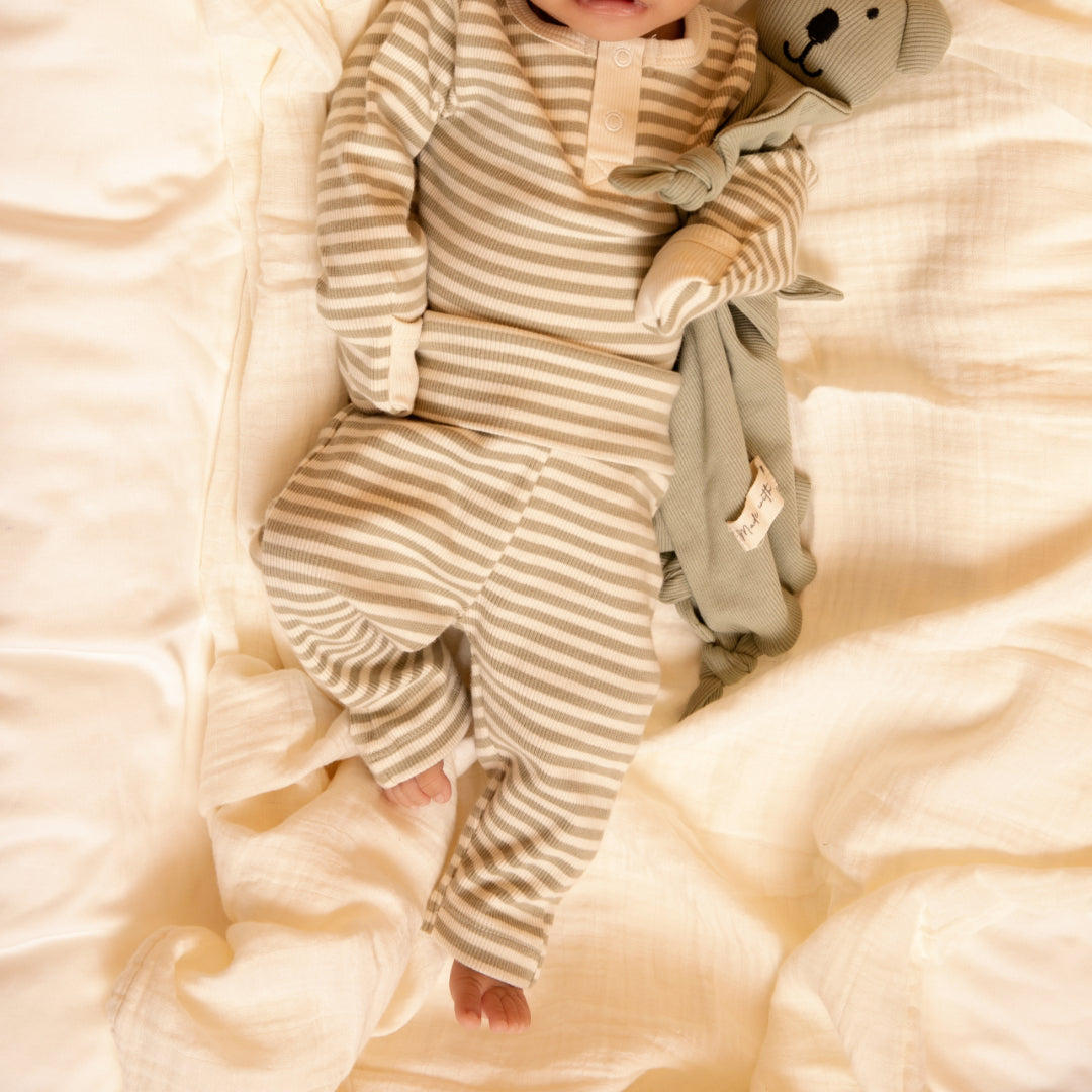 Dewkist Stripe Organic Drawstring Pant for infants baby