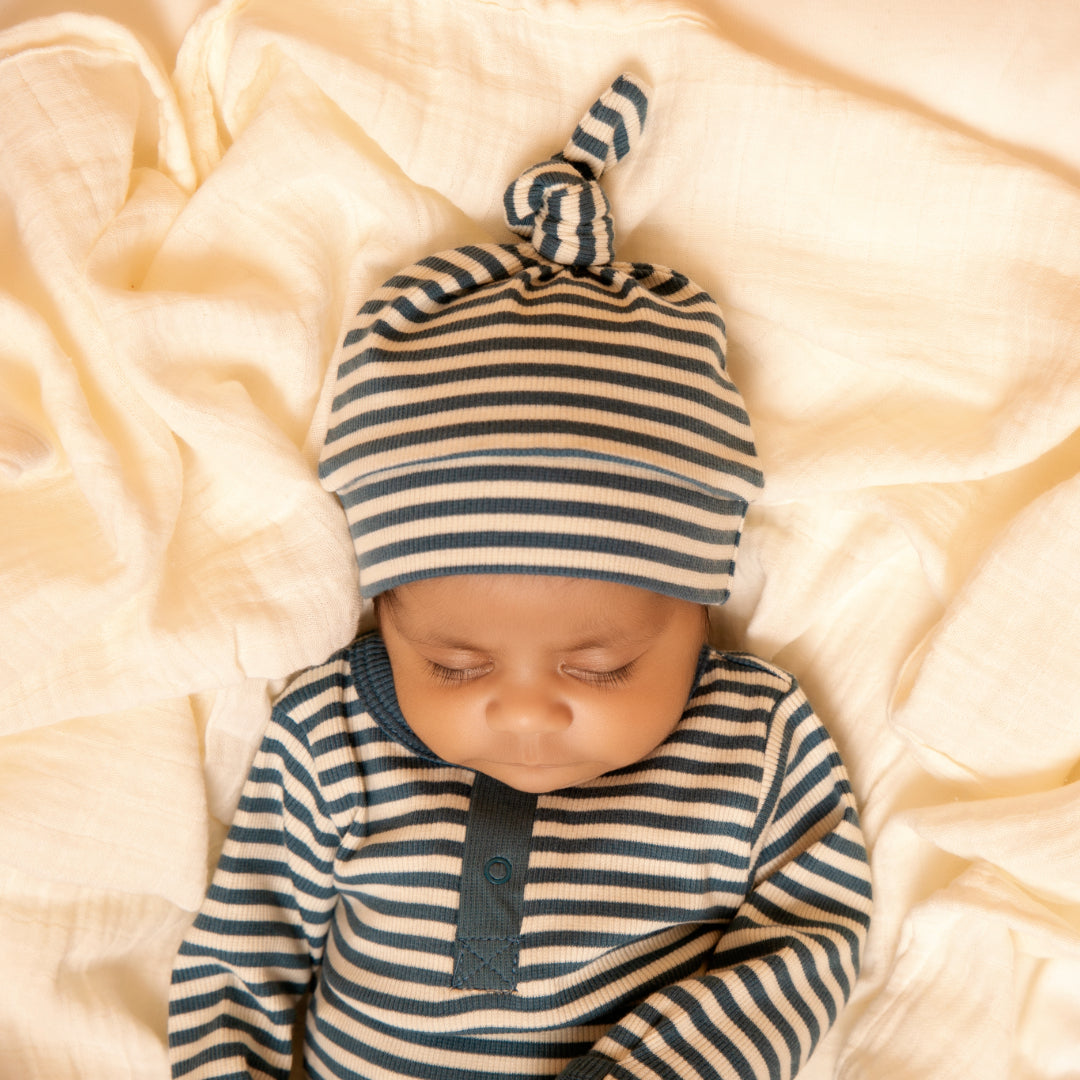 Teal Stripe Organic Beanie